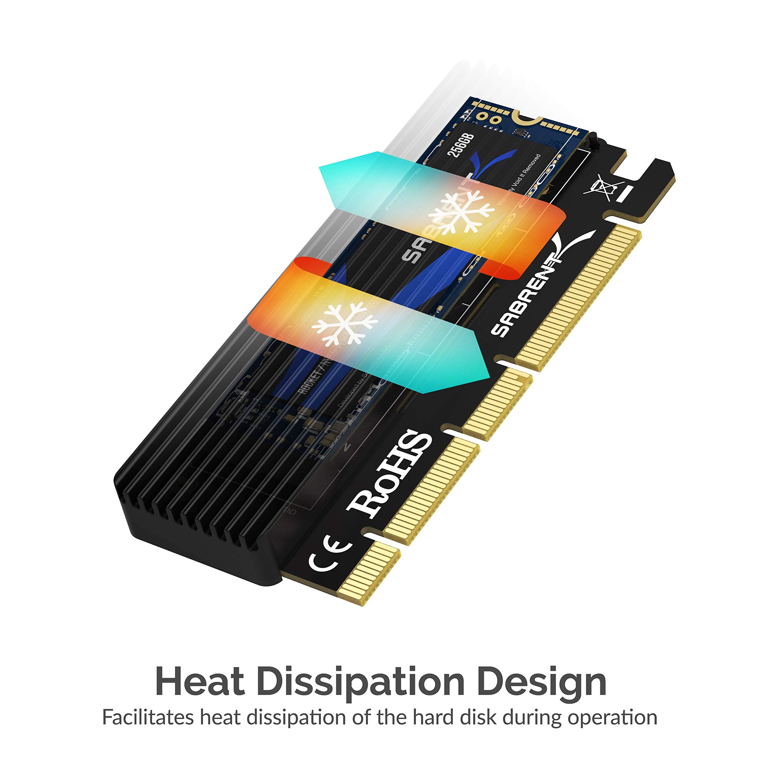 SABRENT M.2 NVMe SSD to PCIe X16/X8/X4 Adapter Card with Aluminum Heatsink, Easy Install, Supports 2230/2242/2260/2280, Not Compatible with SATA or PCIe x1 (EC-PCIE)