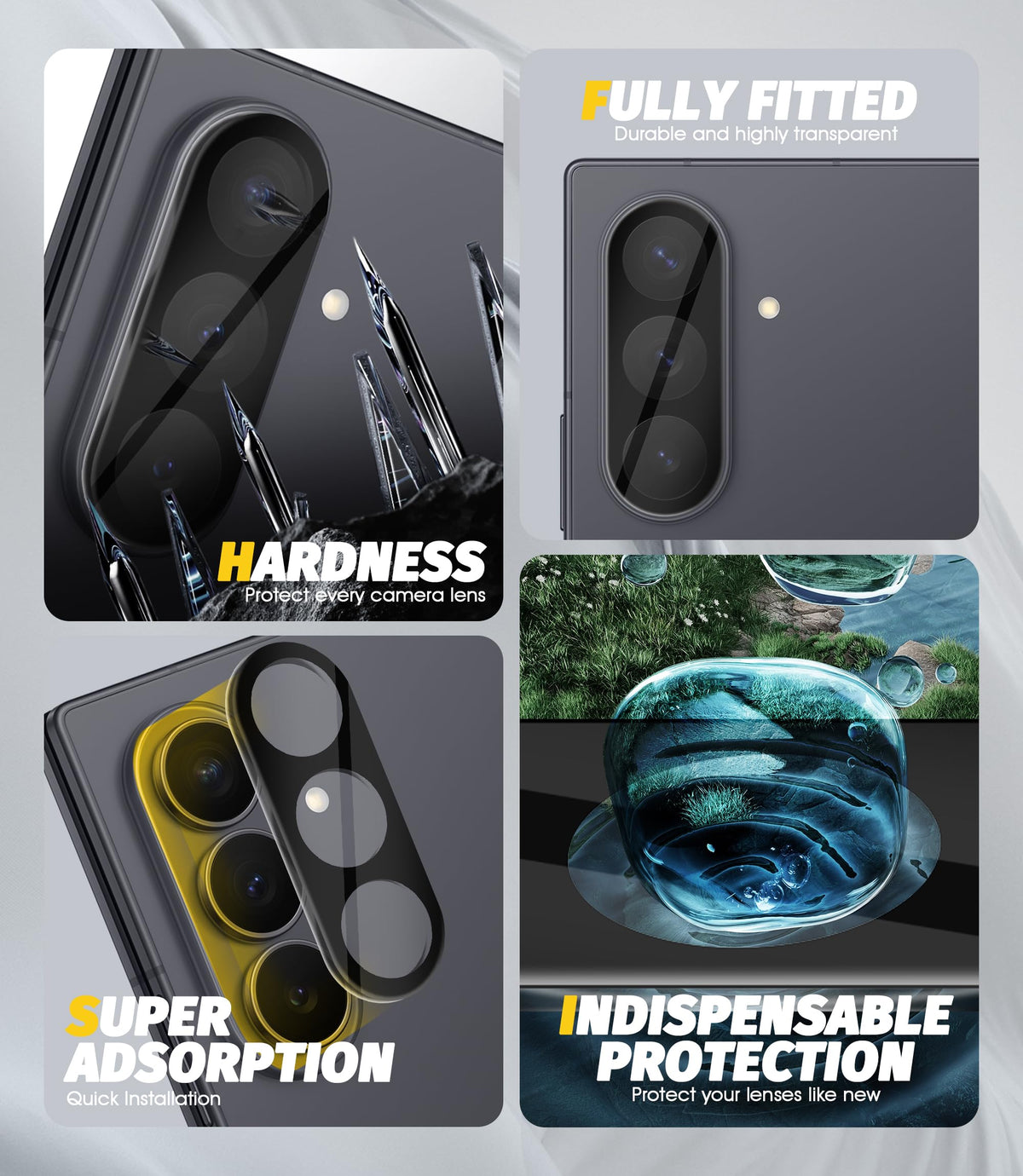 (3 Pack) Orzero Camera Lens Protector Compatible for Samsung Galaxy Z Fold 8 Ultra/Fold 7, Protector de Cámera Tempered Glass 9H Precise Camera Cutouts Anti-Scratch Does Not Affect Night Shots and Flash
