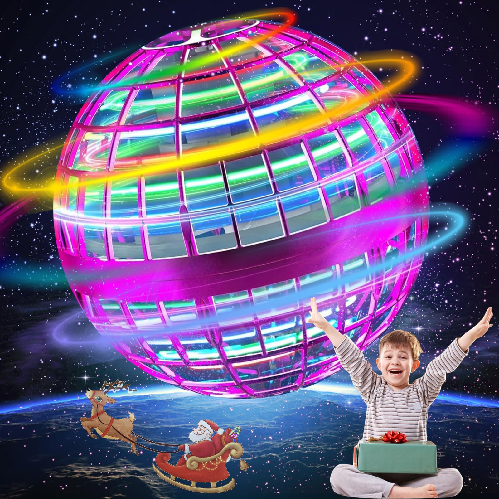 SUMMERLANGUAGE Flying Orb Ball Toy - 2025 Upgraded Magic Flying Orb Toy with LED Light 360°Rotating, Boomerang Flying Toys Indoor Outdoor Fun Games, for 6 7 8 9 10 12+ Year Old Kids Boys Girls Adults