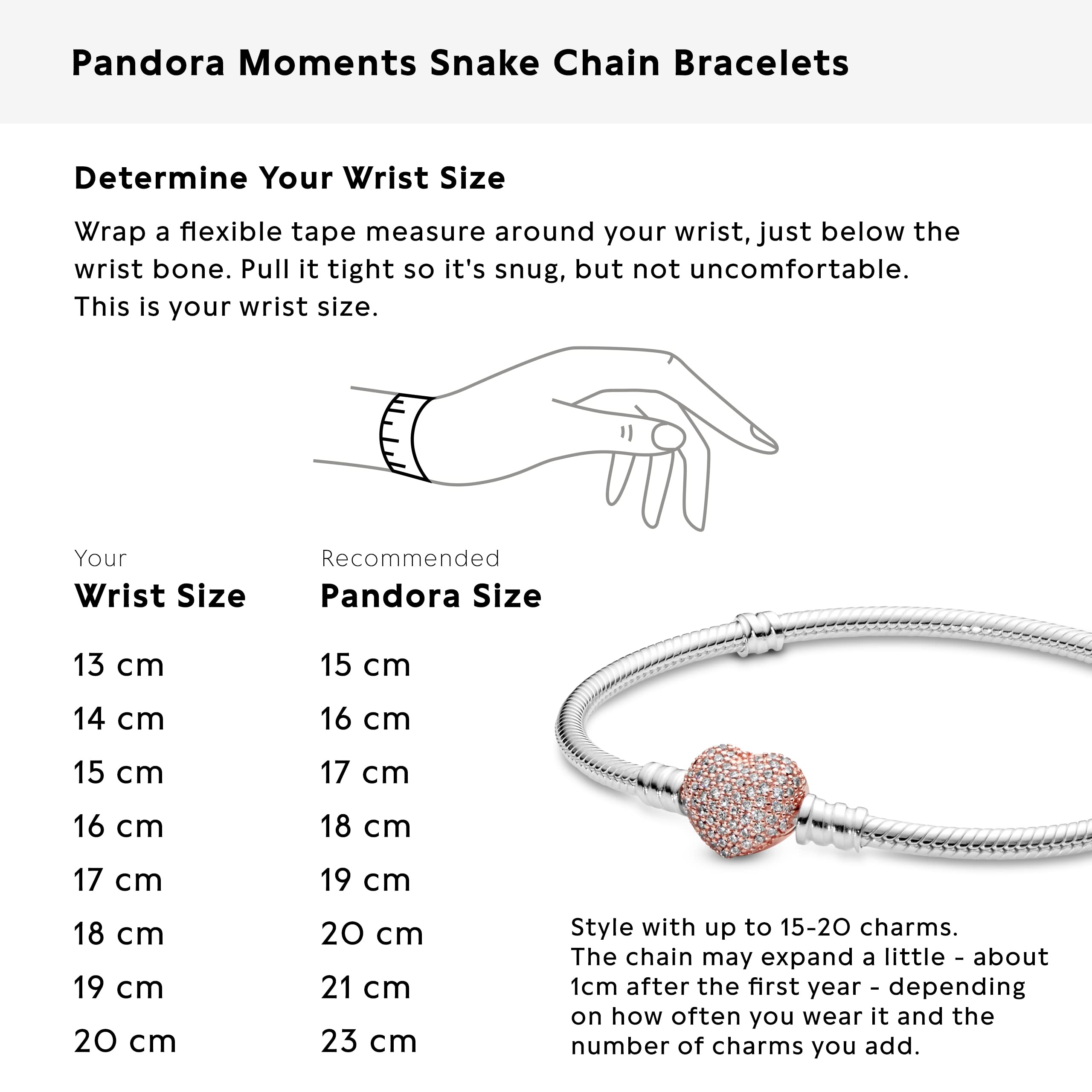 PANDORA Silver Bracelet w/Rose Pave Heart Clasp