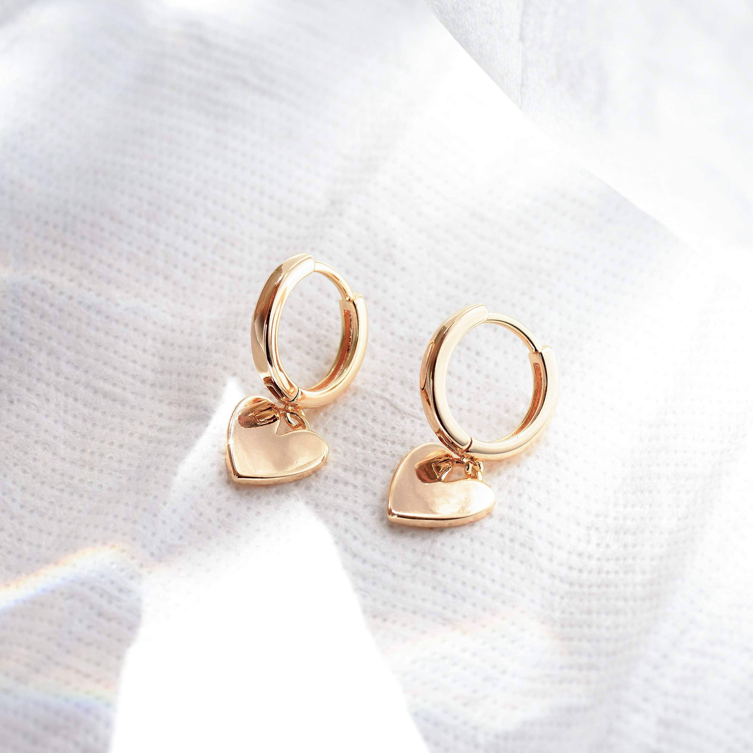 VACRONA Gold Heart Hoop Earrings Huggie Earrings for Women 14k Gold Plated Small Hoops Earrings