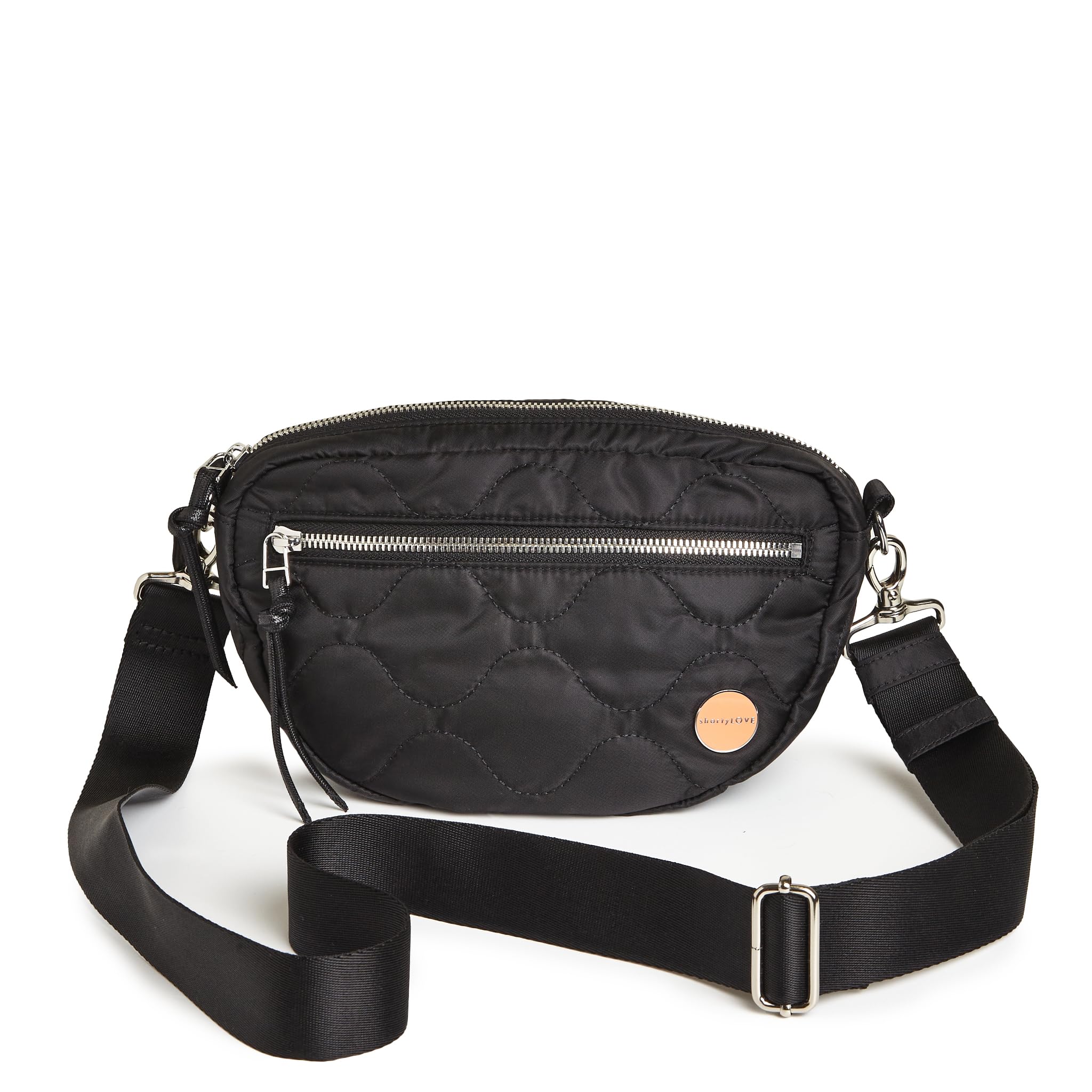 shortyLOVE Small Cruiser Wave Quilted Crossbody Bag - Womens Compact Travel Essential Sling-Purse with 55" adjustable strap