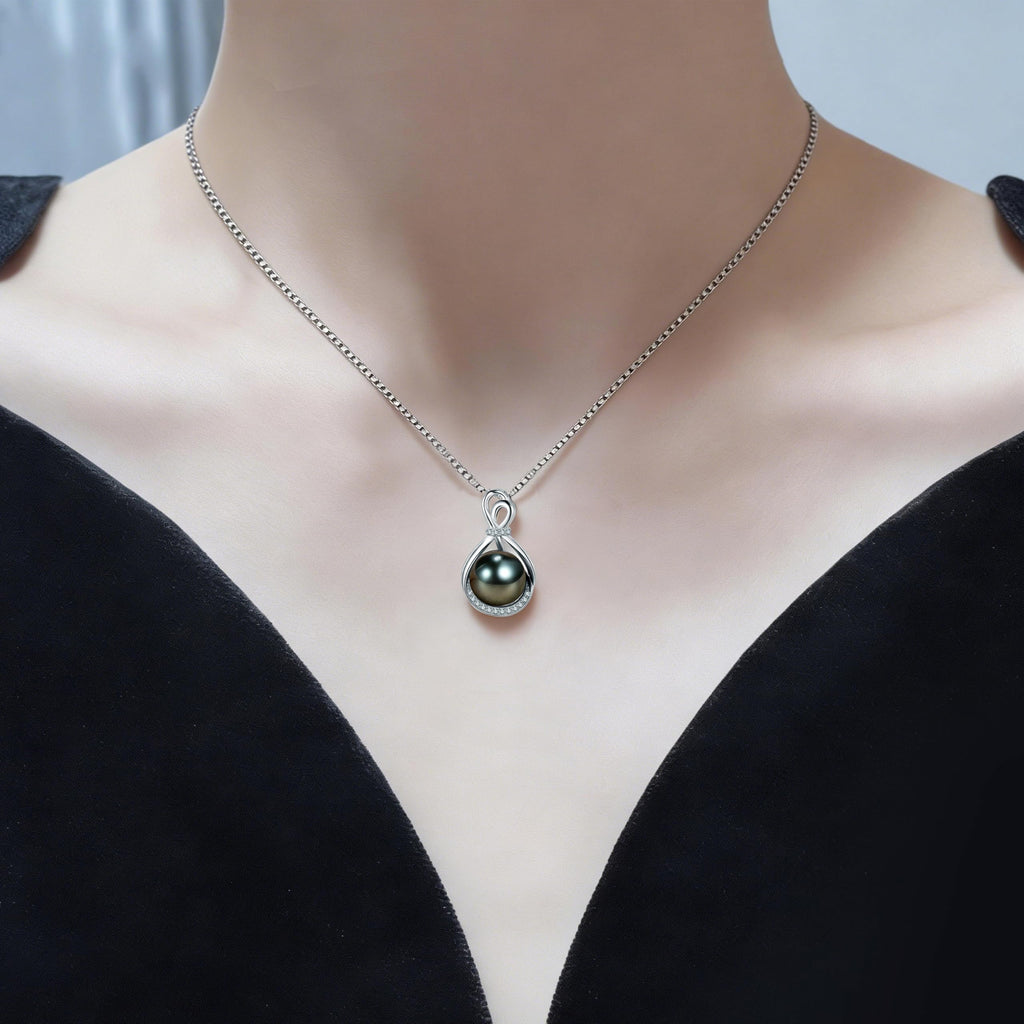 NONNYL Valentine's Day Gifts for Her Birthday Gift for Women Her Mom Wife Girlfriend Grandma on Tahitian Black Pearl Necklace for Women Mothers Day Christmas Anniversary Romantic Luxury Jewelry