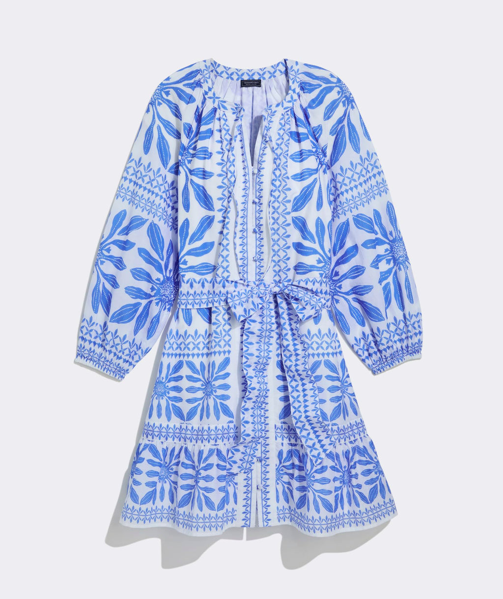 vineyard vines Lucy Mini Dress, Haven Tile Blue, S