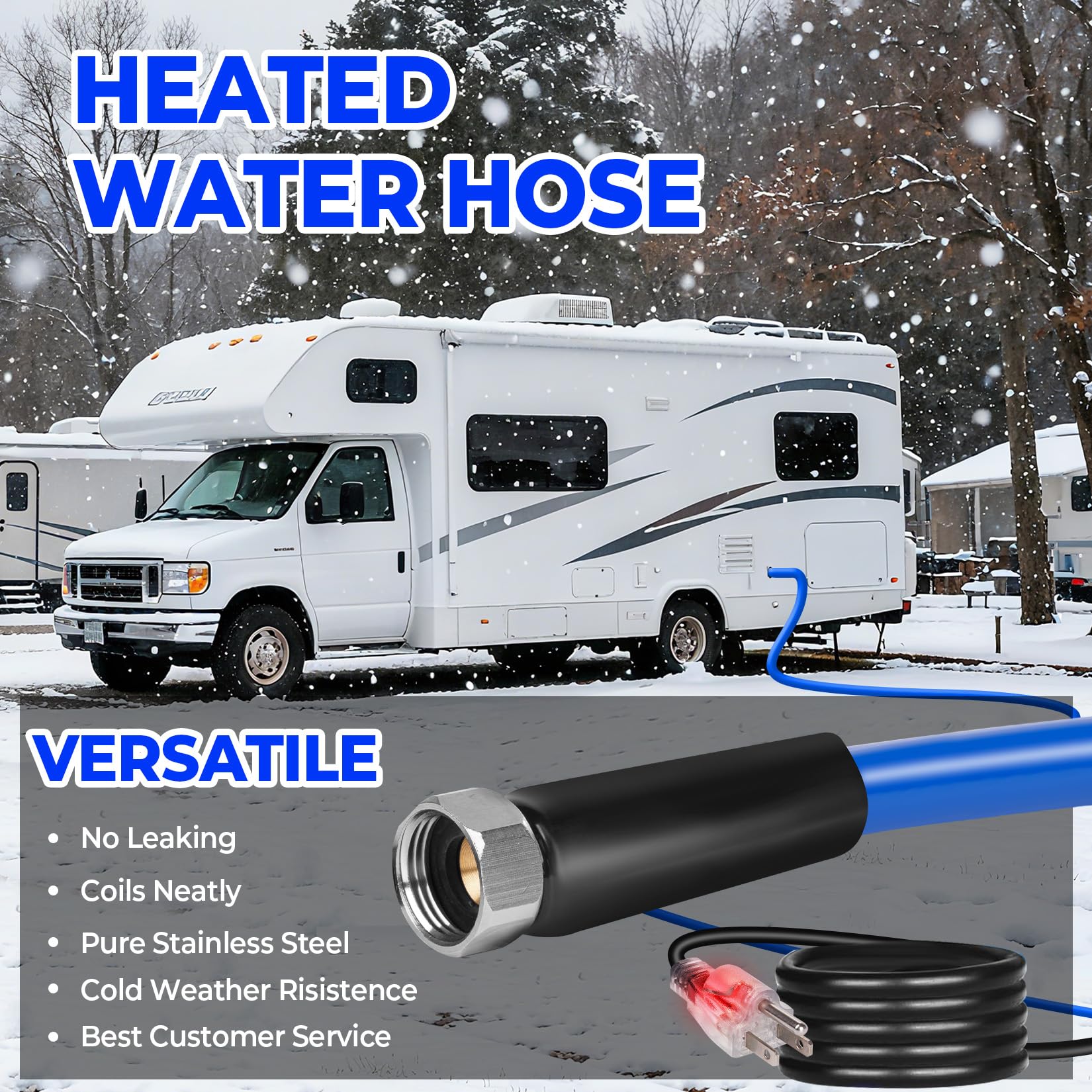 Yurnomy 30FT Heated Water Hose for RV,Rv Heating Water Hose,-45 ℉ Antifreeze Heated Drinking Garden Water Pipe,Rv Accessories for Camper