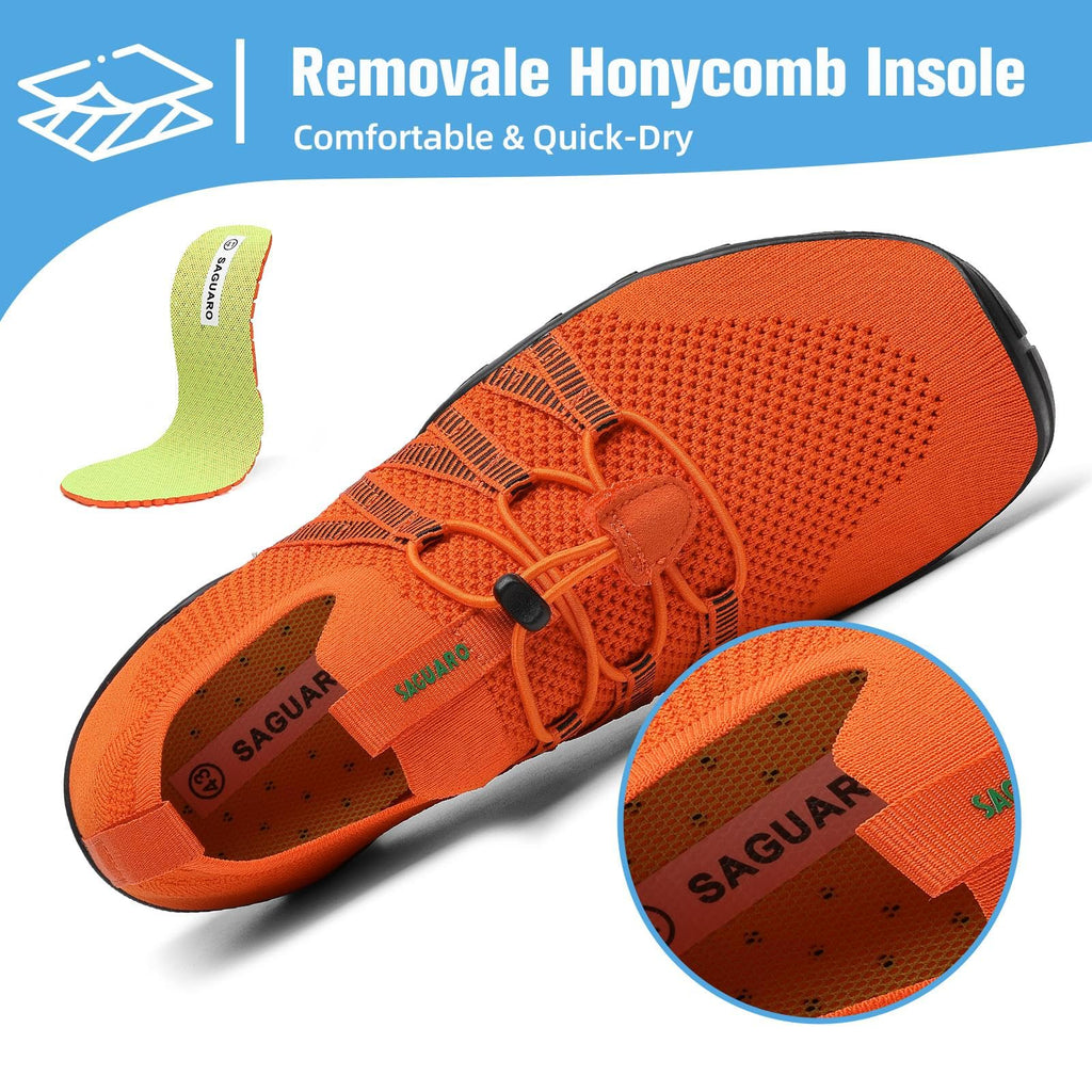 Mishansha Water Shoes for Women Men, Quick-Dry Barefoot Swim Shoes with Drainage Holes, Lightweight Aqua Shoe for Beach Pool River Boating Yoga Walking 7 Women/6 Men Orange