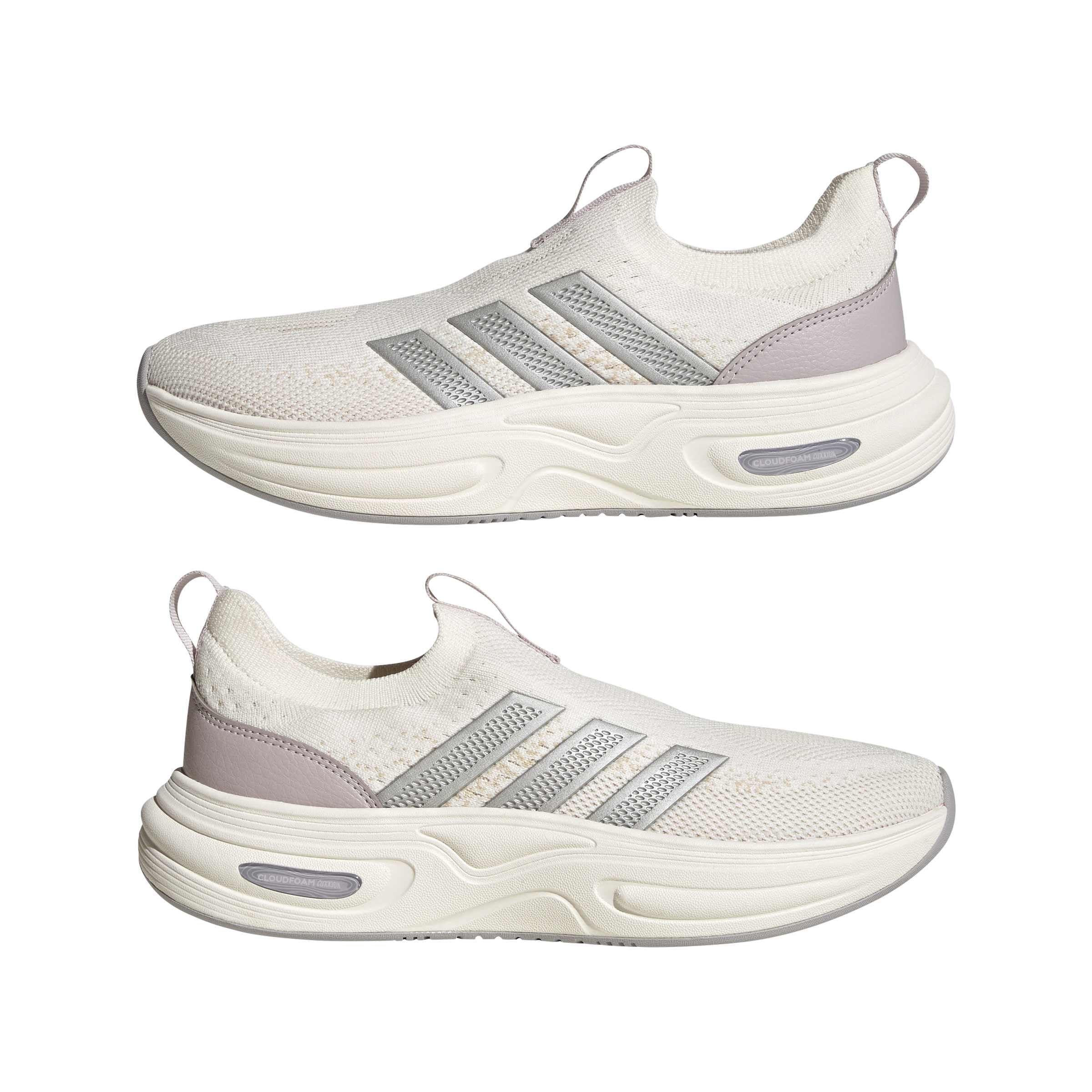 adidas Women's Cloudfoam Cuxxion - Sock, White/Matte Silver/Ice Purple, 8