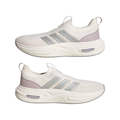 adidas Women's Cloudfoam Cuxxion - Sock, White/Matte Silver/Ice Purple, 8
