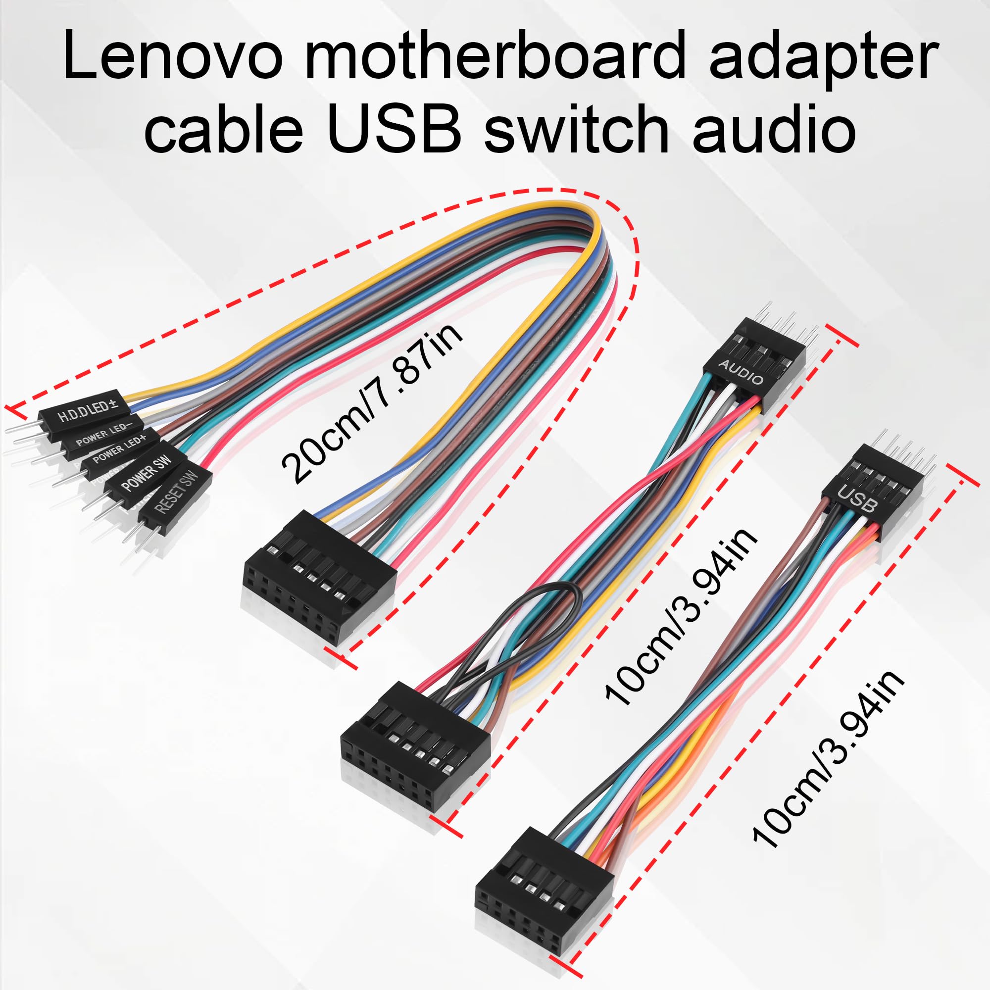 ELFJMZP Motherboard Front Panel Adapter Kit: Power Switch/USB 2.0/Audio Connector for Business Desktop Mainboards (Qitian/Yangtian/ThinkCentre-Compatible) to Standard ATX Case