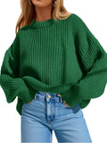 Saodimallsu Womens Oversized Sweater Long Sleeve Crewneck Ribbed Knit Pullover 2025 Fall Casual Chunky Trendy Sweaters Green