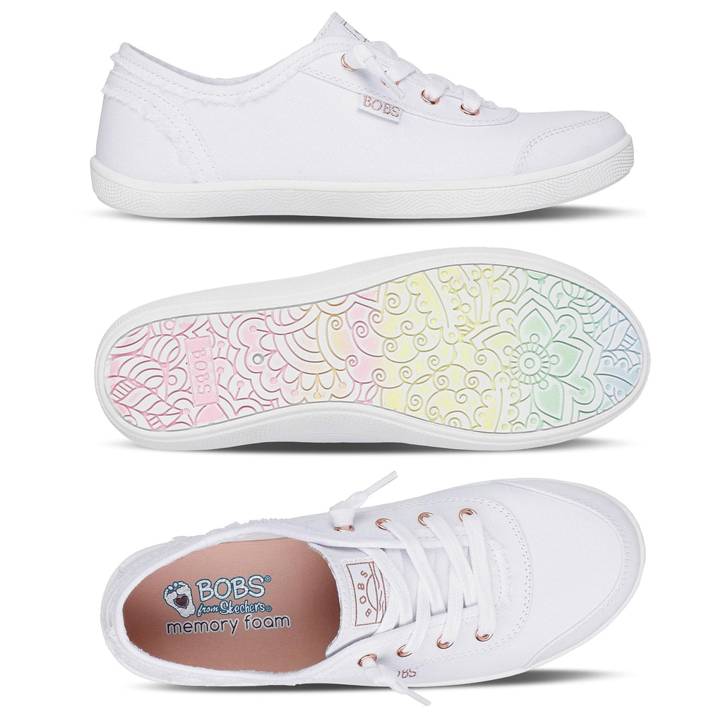 Skechers Women's Bobs B Cute Sneaker – Memory Foam, Flexible Outsole, Lightweight Vegan Shoes, White, 9.5