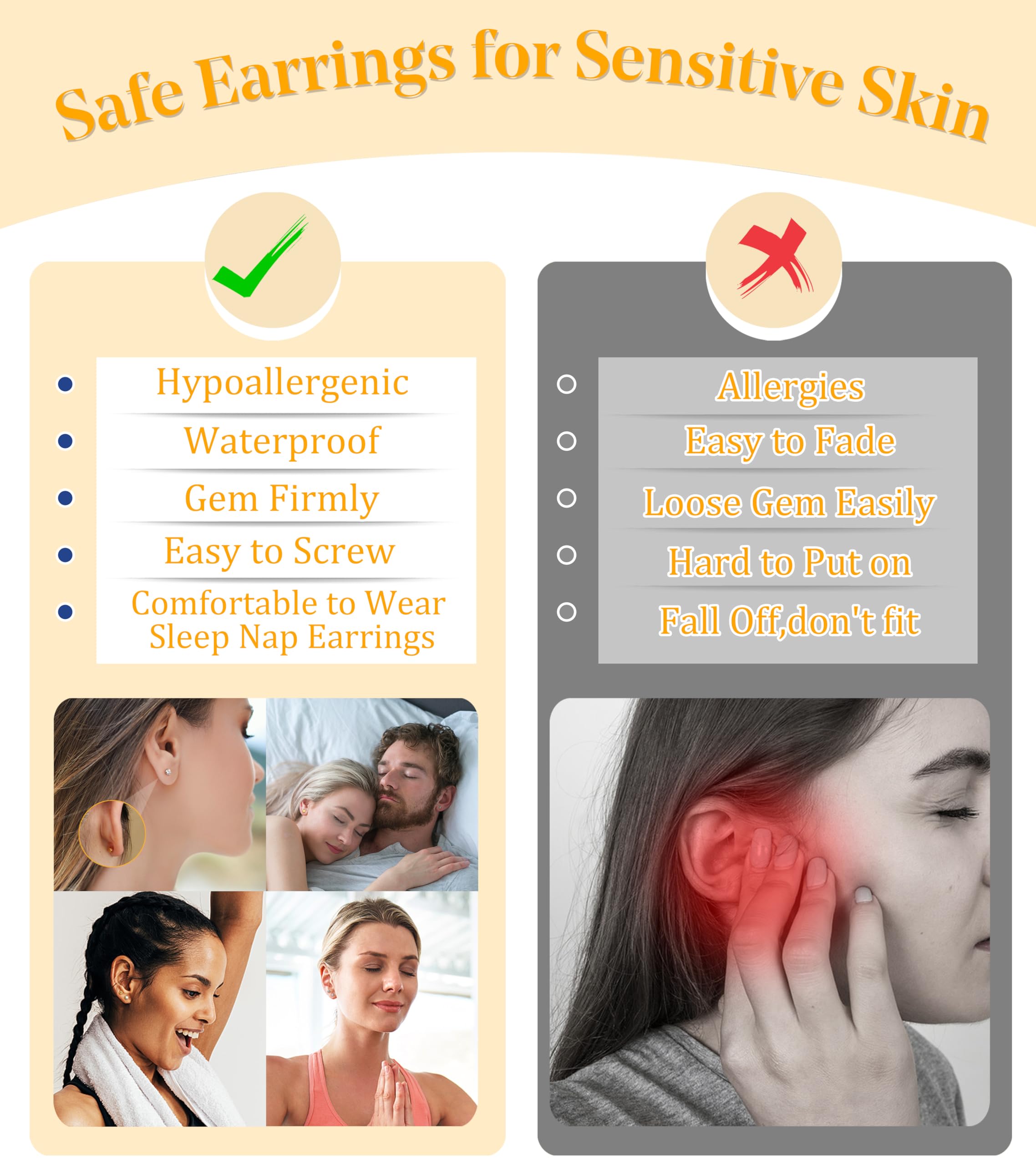LOLIAS Hypoallergenic Surgical Steel Earrings for Sensitive Ears-Flat Back Earrings for Women Men 20G Small Stainless Steel Flatback Stud Hoop Cartilage Earring Stacks for Multiple Piercing Silver