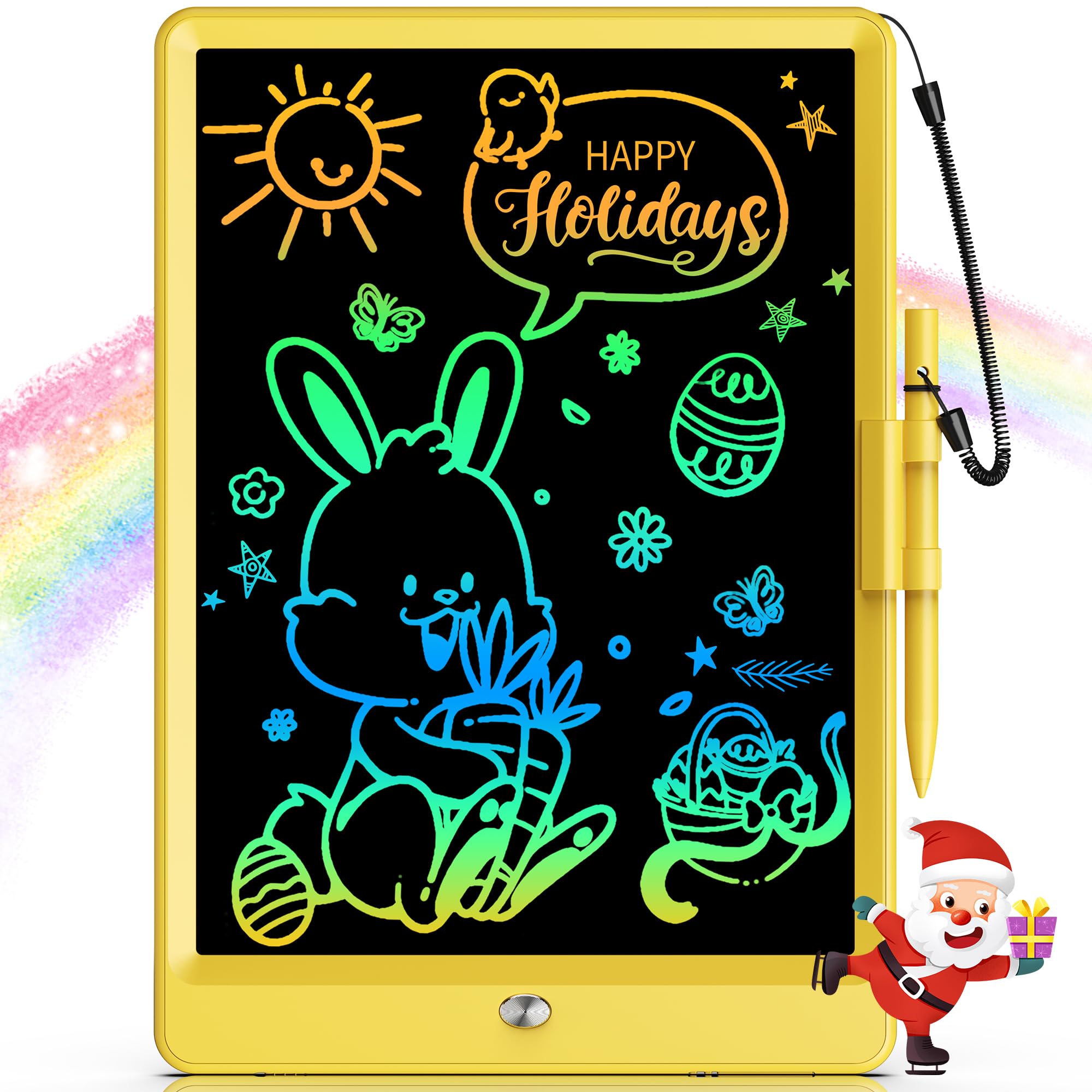Bravokids LCD Writing Tablet for 3-8 Year Old Girls and Boys - 10 Inch Electronic Doodle Board Drawing Pad, Educational Birthday Gift for Kids and Toddlers (Yellow)