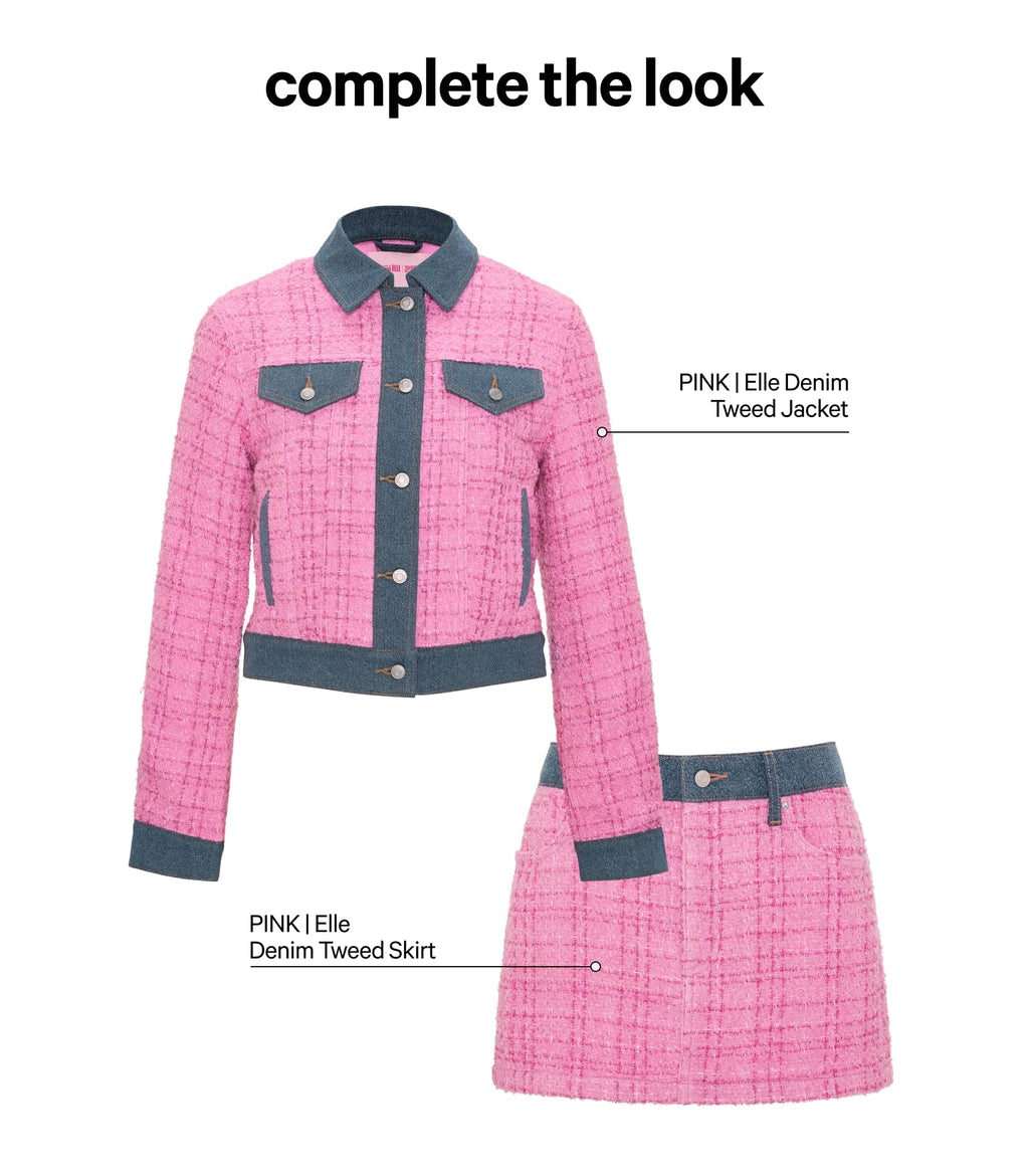 Victoria's Secret Pink | Elle Denim Tweed Skirt, Pink Tweed/Blue Wash, 8