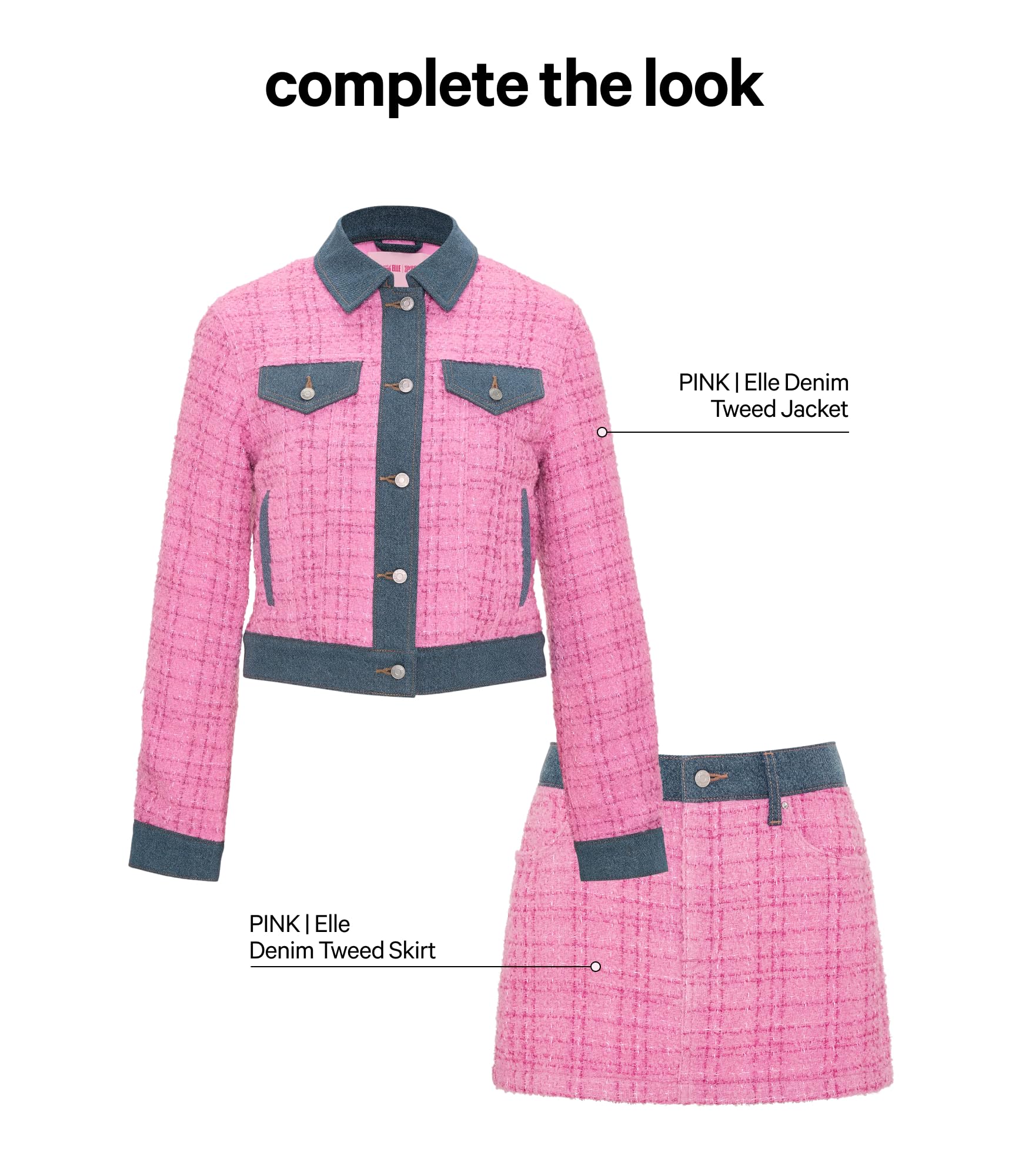 Victoria's Secret Pink | Elle Denim Tweed Skirt, Pink Tweed/Blue Wash, 8