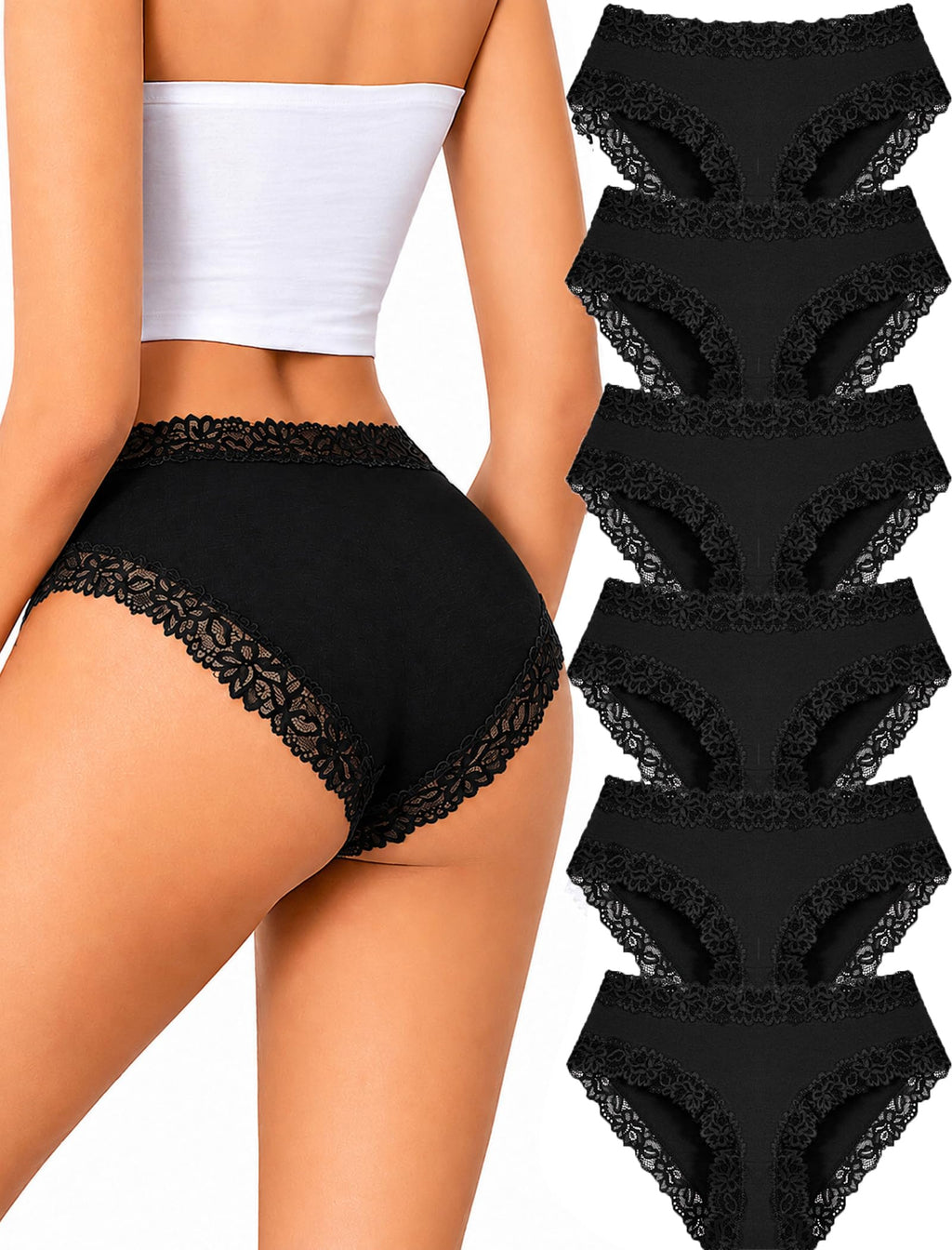 ALL OF SHE Womens Cotton Underwear Cheeky Lace Bikini Panties Sexy Briefs Ladies Essentials Clearance Today Sales Deals Haul