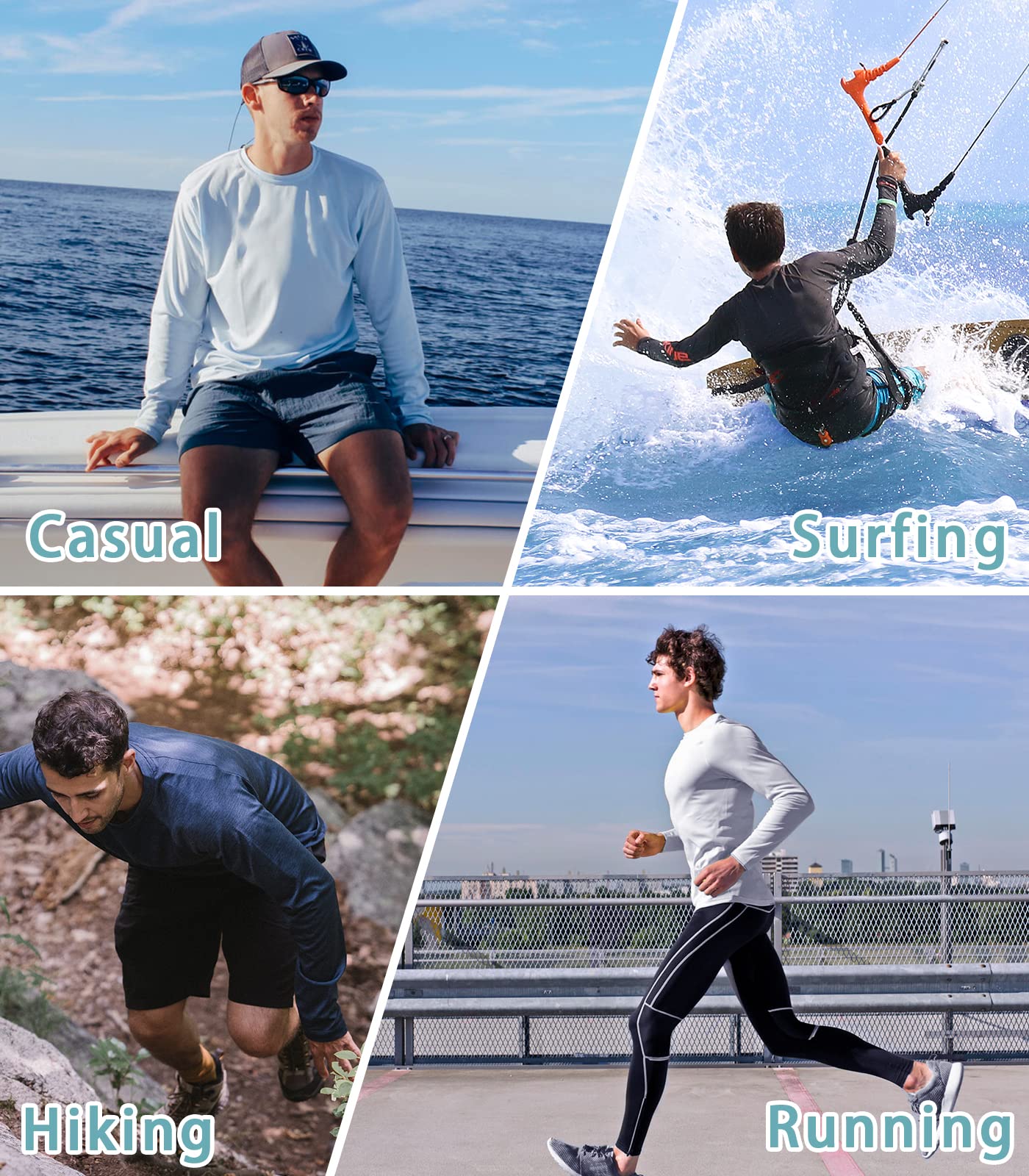 NORTHYARD Men's UPF 50+ Hoodie Shirts Long Sleeve Sun Protection Fishing Swim Beach UV SPF Rash Guard Quick Dry Lightweight SkyBlue L