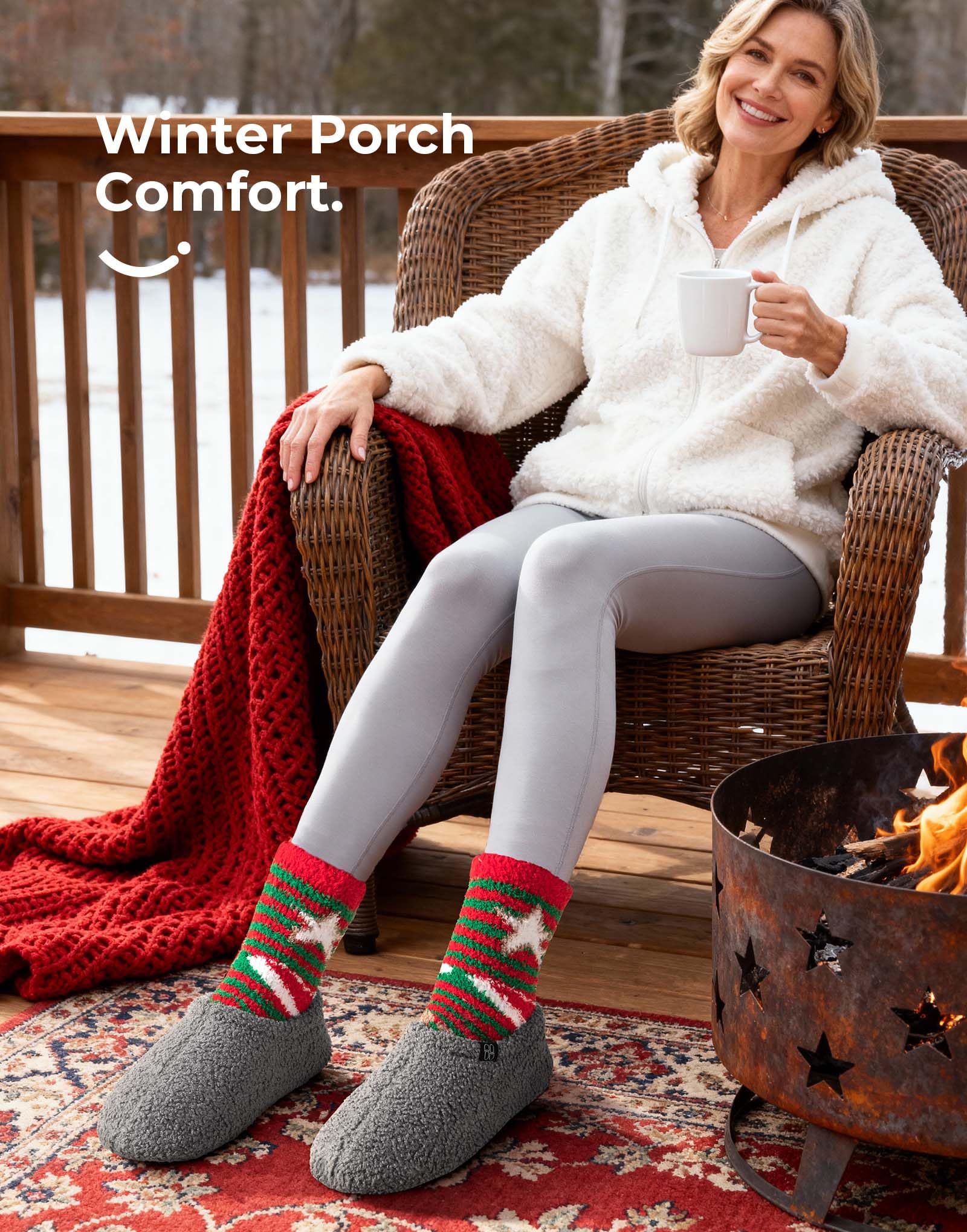 HomeTop Women's Fuzzy Curly Fur Memory Foam Loafer Slippers Bedroom House Shoes with Polar Fleece Lining (9-10, Grey)