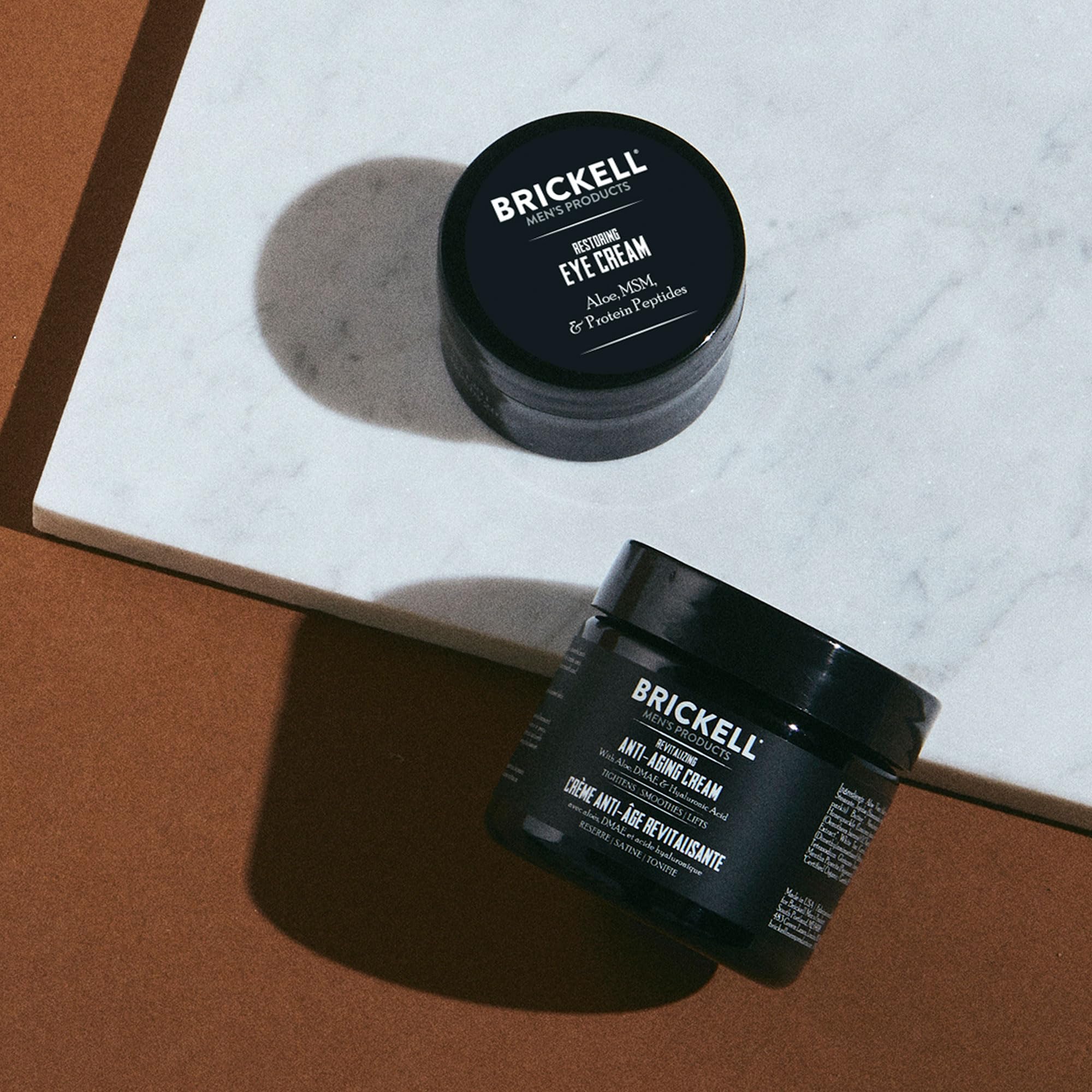 Brickell Men's Ultimate Anti-Aging Routine, Anti-Wrinkle, Night Face Cream & Eye Cream to Reduce Puffiness, Wrinkles, Dark Circles, Under Eye Bags, Hyaluronic Acid, Peptides, & Caffeine, Unscented
