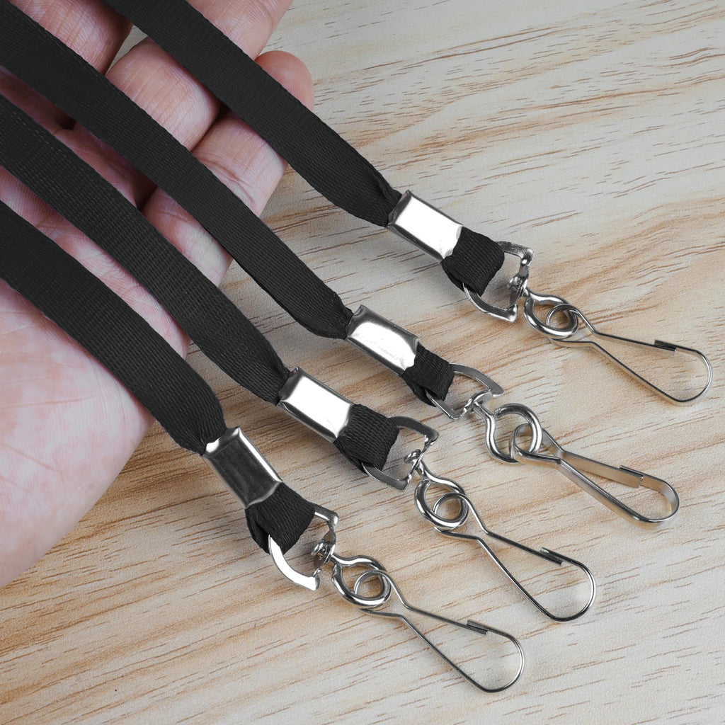 PEASUG 50 Pack Lanyards Bulk, Lanyards for Keys & ID Badges, Flat Neck Lanyard with Badge Clip Swivel Hook for Teacher, Kids, Men, Women, School, Activity, Classroom (Black)