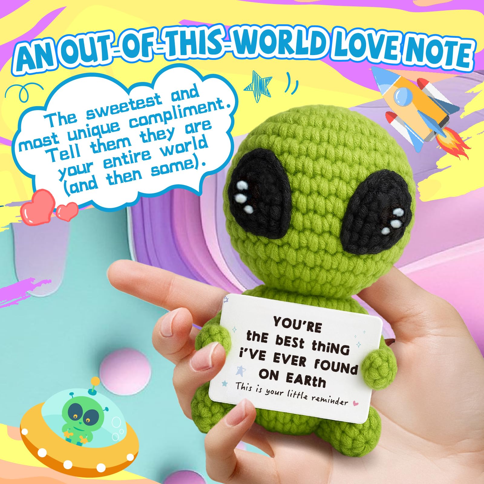 Gifts for Him Her Boyfriend Girlfriend Crochet Alien Valentine's Day Anniversary Birthday Funny Romantic Gifts My Love Men Women Husband Wife