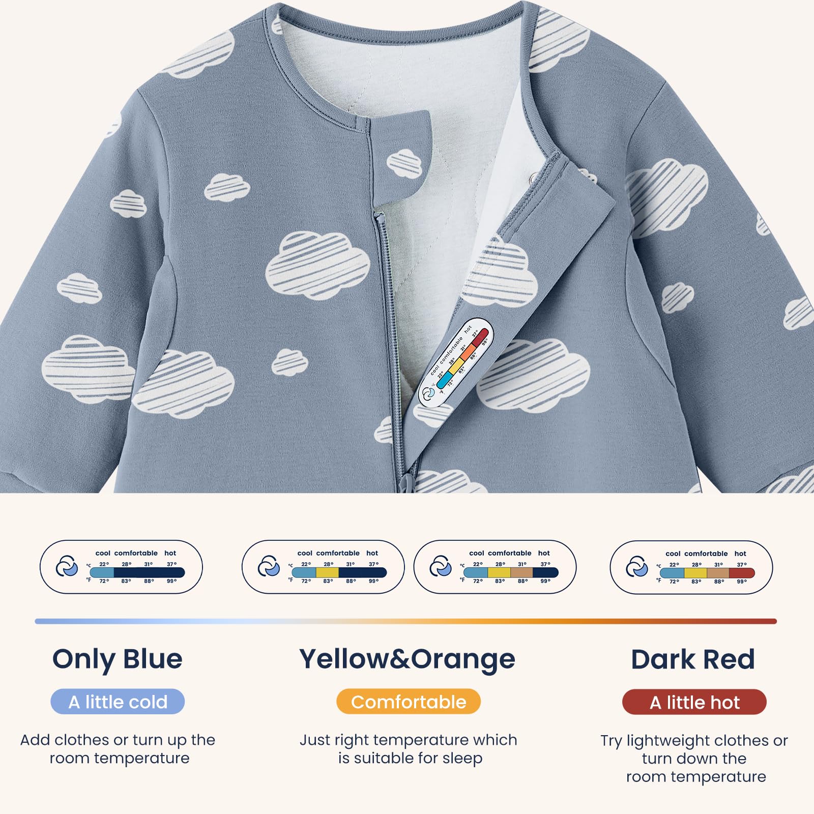 kaiya baby Unisex Sleeping Bag for Babies and Toddlers 2.5 Tog Sleep Sack 0-6Months, Long Sleeve Sleep Sack, Wearable Blanket Baby, One Piece with Sleeves, Gifts for Baby