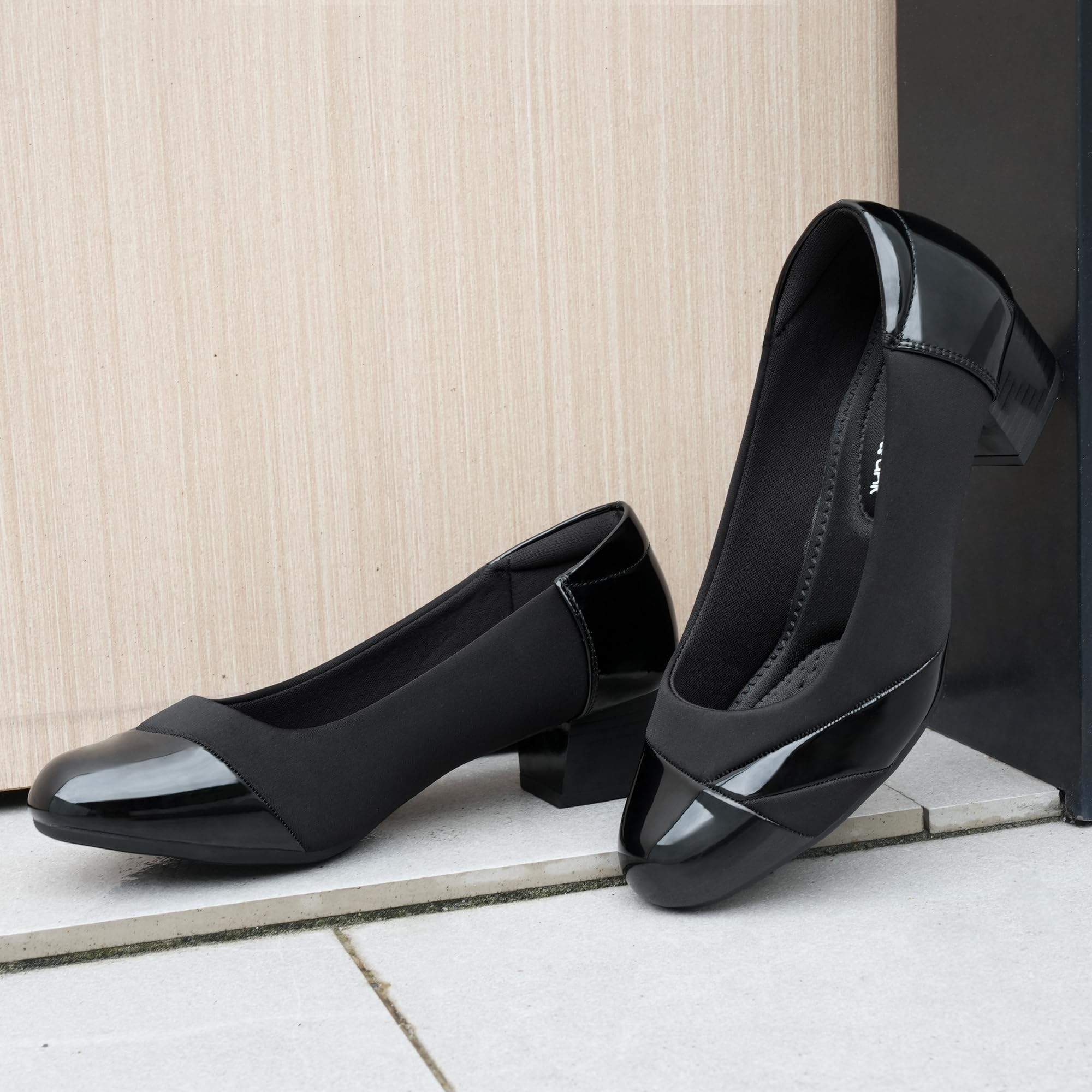 Ortho+rest Women Bunion Dress Shoes Low Heel Orthopedic Slip on Loafers Orthotic Pumps (8.5,Black)