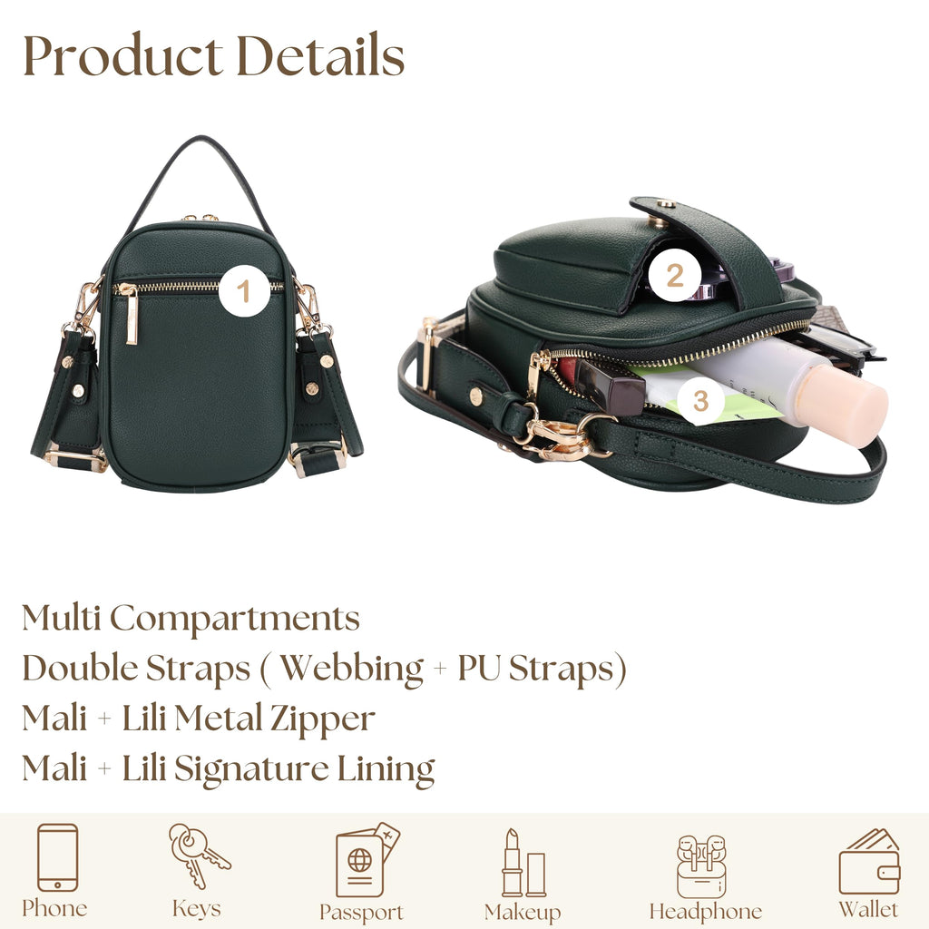 Mali+Lili Gail Vegan Leather Multi Compartment Crossbody Bag - Olive