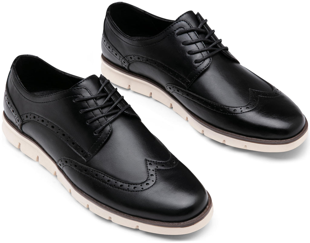 Jousen Mens Casual Shoes Brogue Simple Comfortable Casual Dress Shoes for Men(AMY9009B Black 9.5)