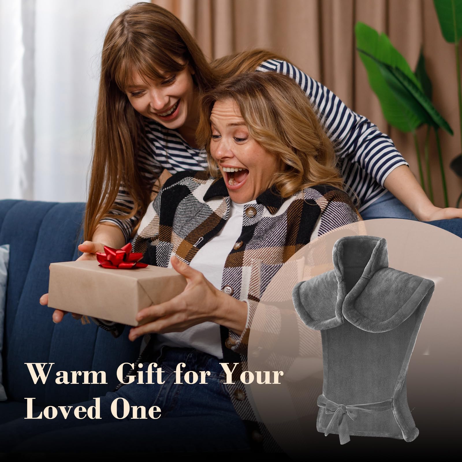 Comfier Large Heating Pad for Back, FSA Eligible HSA, Soft Flannel Fast Heating Pads for Neck and Shoulders, Electric Heated Wrap, 3 Heat Levels & 90-Mins Auto Shut Off, Gifts for Mom Dad Women Men