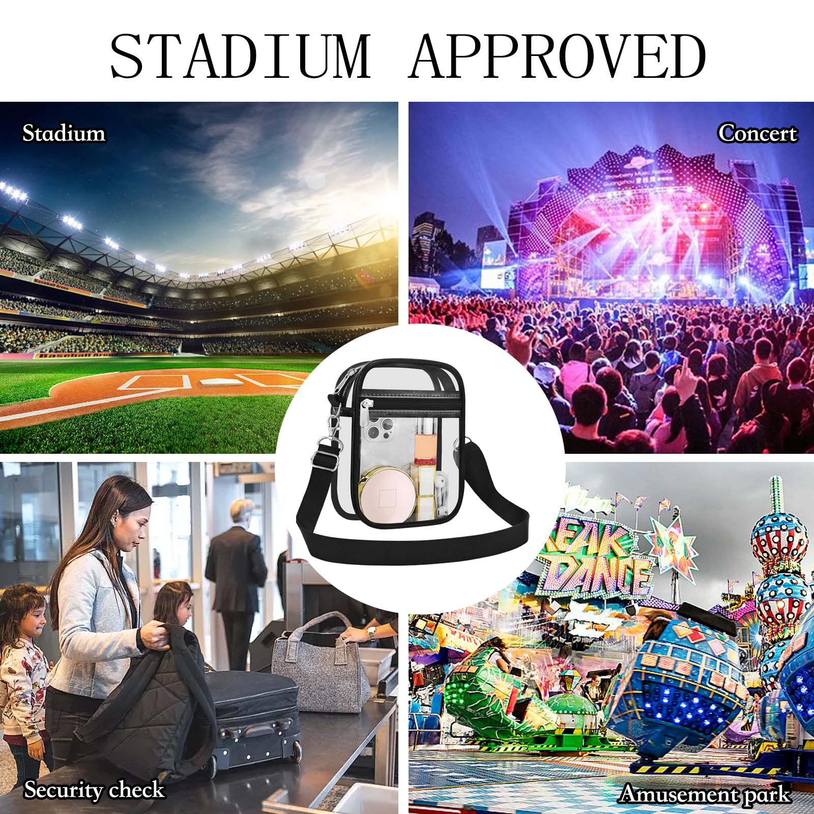 USPECLARE Clear Purse Stadium Transparent Messenger Bag Stadium Approved for Men and Women Clear CrossBody Bag