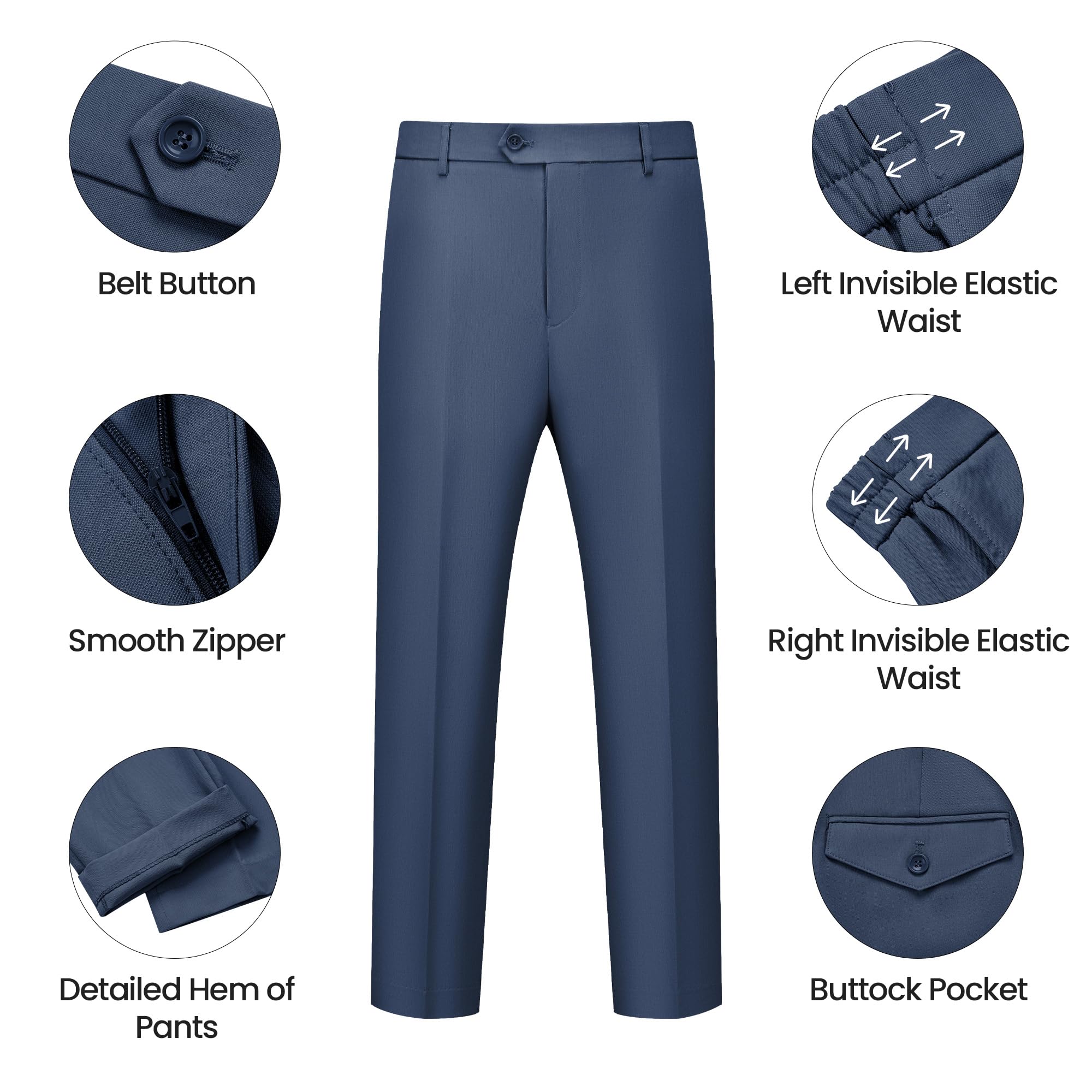 WULFUL Men's 2 Piece Slim Fit Suit Set One Button Blazer Jacket Pants Set Navy
