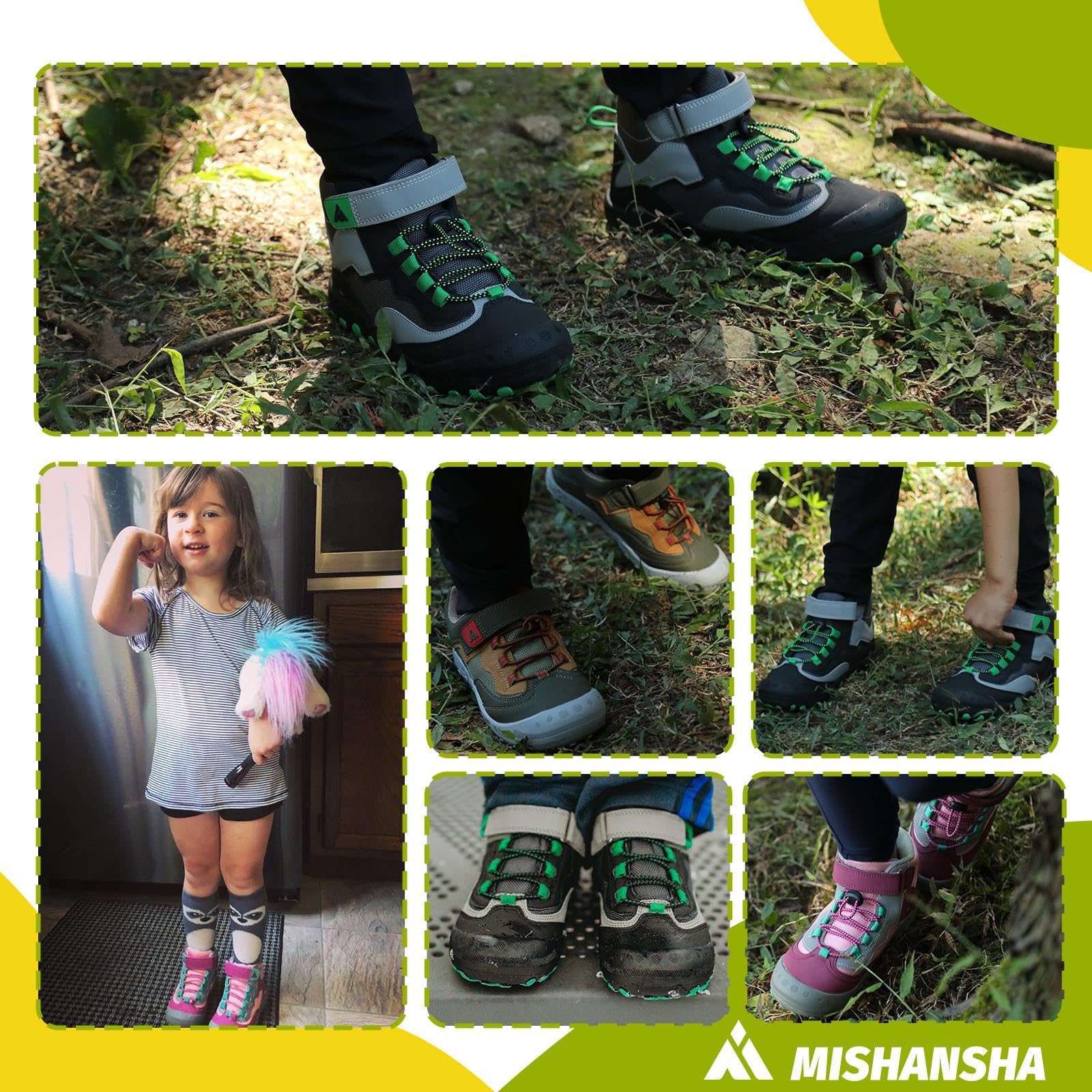 Mishansha Kids Hiking Shoes Girls Boys Toddler Outdoor Sneakers Anti-Collision Trail Running Shoe for Trekking Walking Climbing Pink Size 3.5 Little Kid