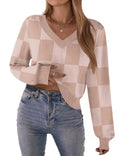 Zeagoo Fall Sweaters for Women Long Sleeve Lightweight V-Neck Soft Basic Knit Crop Top 2025 Trendy Outfits
