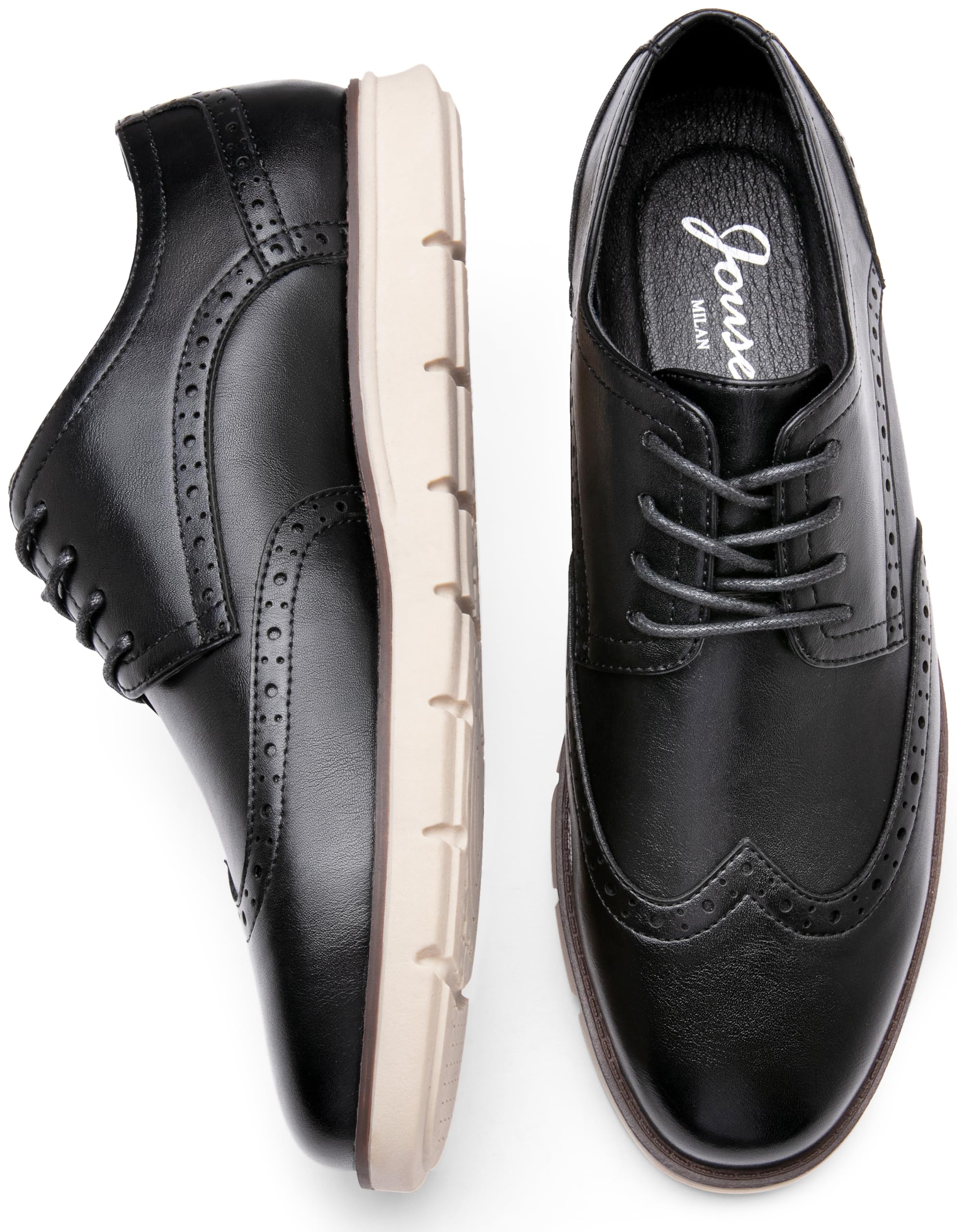 Jousen Mens Casual Shoes Brogue Simple Comfortable Casual Dress Shoes for Men(AMY9009B Black 9.5)