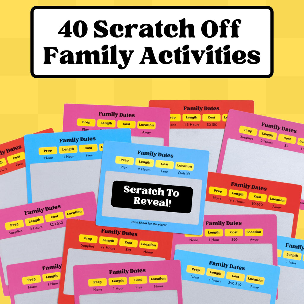 Happy Duo Family Dates 40 Scratch Off Cards – Fun Activities & Date Night Ideas for Kids and Parents – Adventure Card Game for Families – Valentine Gift for Kids & Family Nights