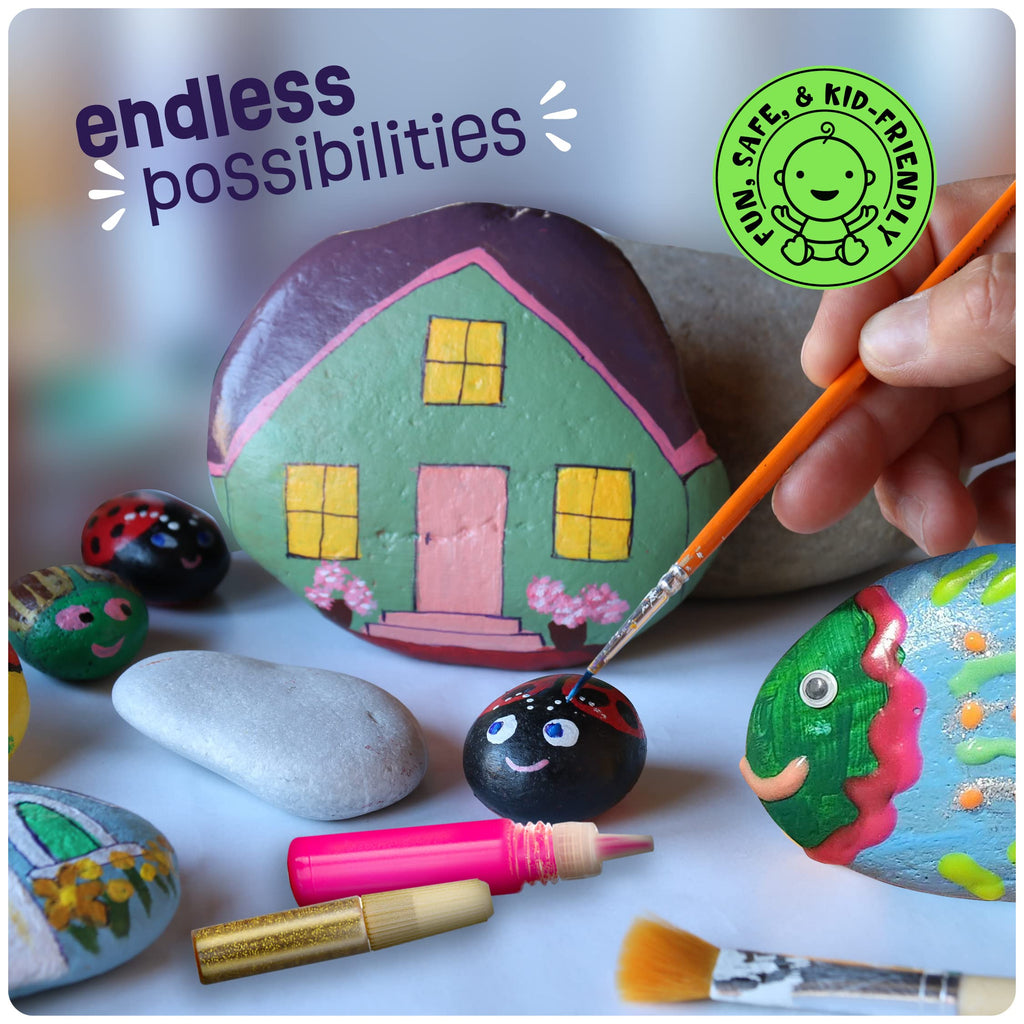 Dan&Darci Kids Rock Painting Kit - Glow in The Dark - Easter Gifts Arts & Crafts for Boys and Girls Ages 6-12 - Craft Activities Kits - Creative Art Toys for 6, 7, 8, 9, 10, 11 & 12 Year Old Kid
