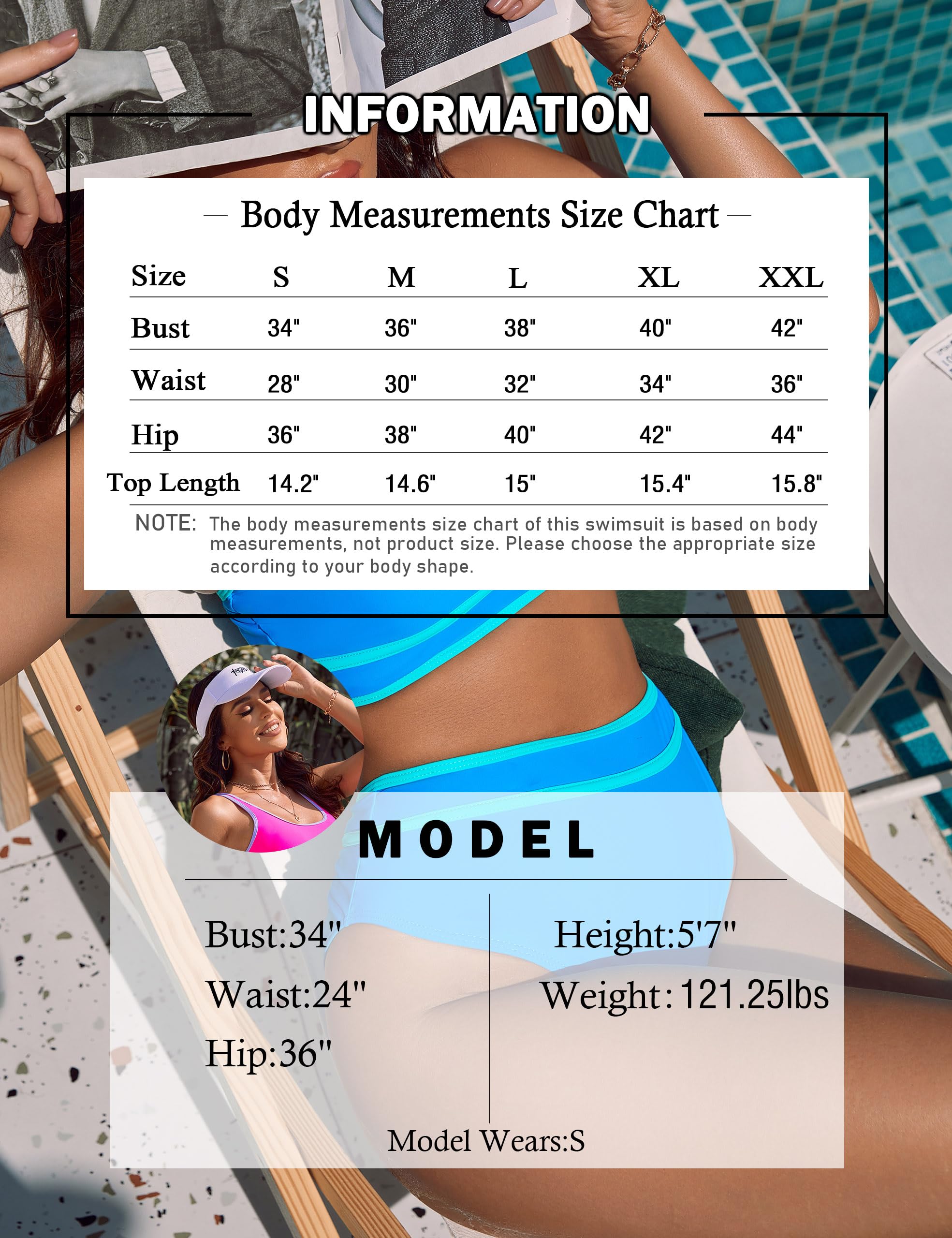 BMJL Women's High Waisted Bikini Sets Sporty Two Piece Swimsuits Color Block Cheeky High Cut Bathing Suits(M,Blue)