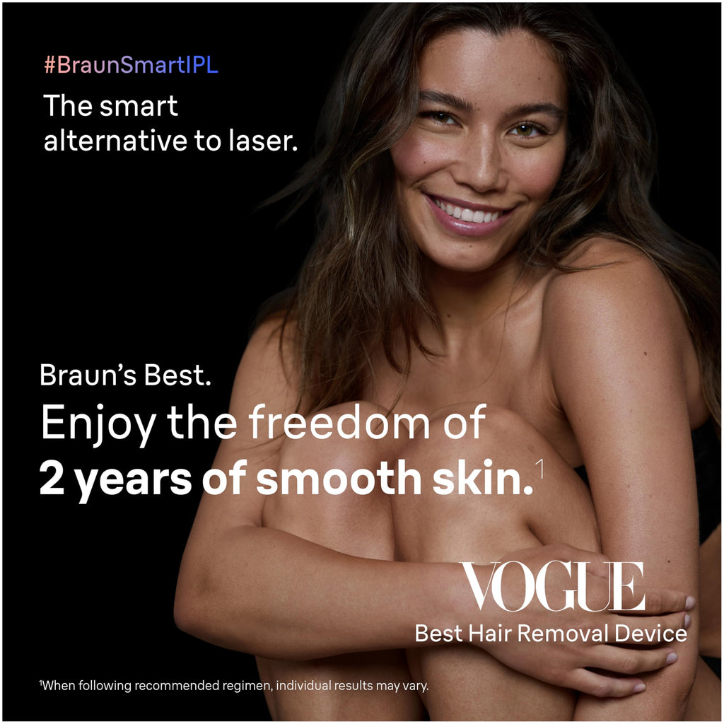 Braun Smart IPL, Vogue’s Best Hair Removal Device, Skin i·Expert Pro 7: at Home Laser Hair Removal, Permanent Visible Hair Reduction, Free App, Vanity Case, Venus Razor, 4 Smart Heads, IPL7387