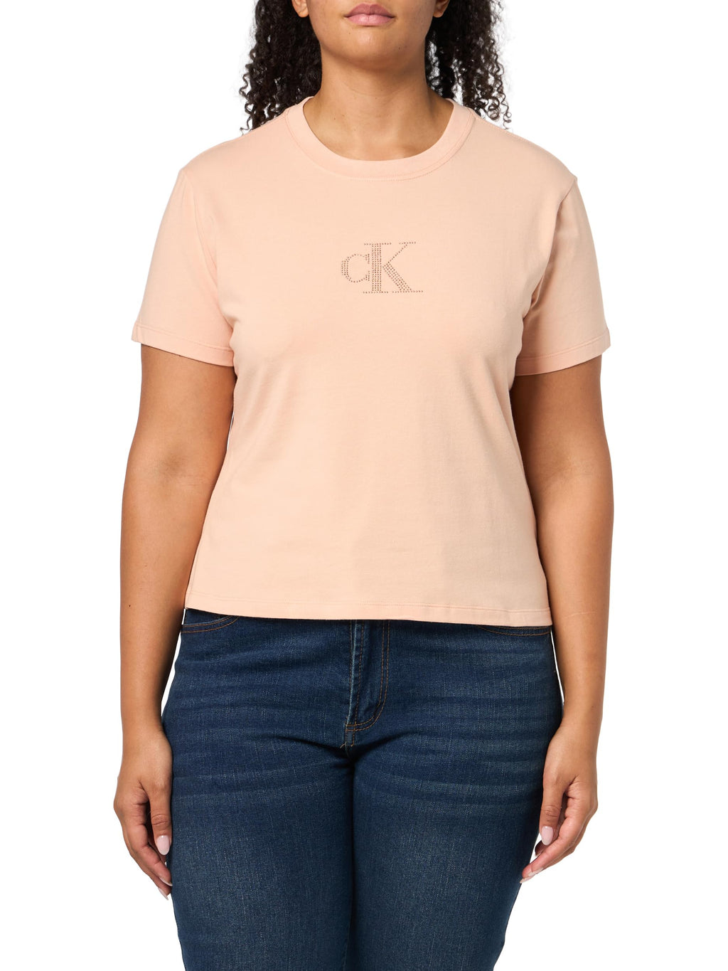 Calvin Klein Women's Slim Fit Monogram Tee Pink Sand