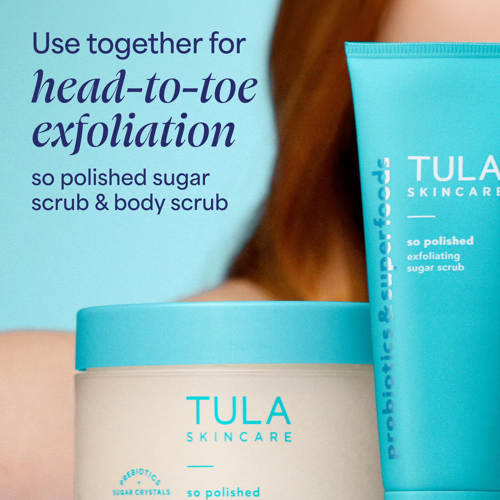 TULA Skincare So Polished Exfoliating Sugar Scrub, Face Scrub for Dullness & Uneven Texture with Prebiotic Extracts & Papaya Fruit Enzymes, 2.9 OZ