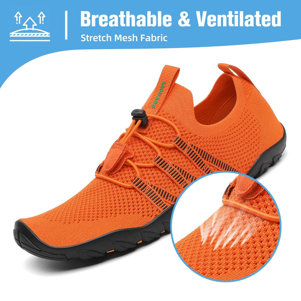 Mishansha Water Shoes for Women Men, Quick-Dry Barefoot Swim Shoes with Drainage Holes, Lightweight Aqua Shoe for Beach Pool River Boating Yoga Walking 7 Women/6 Men Orange