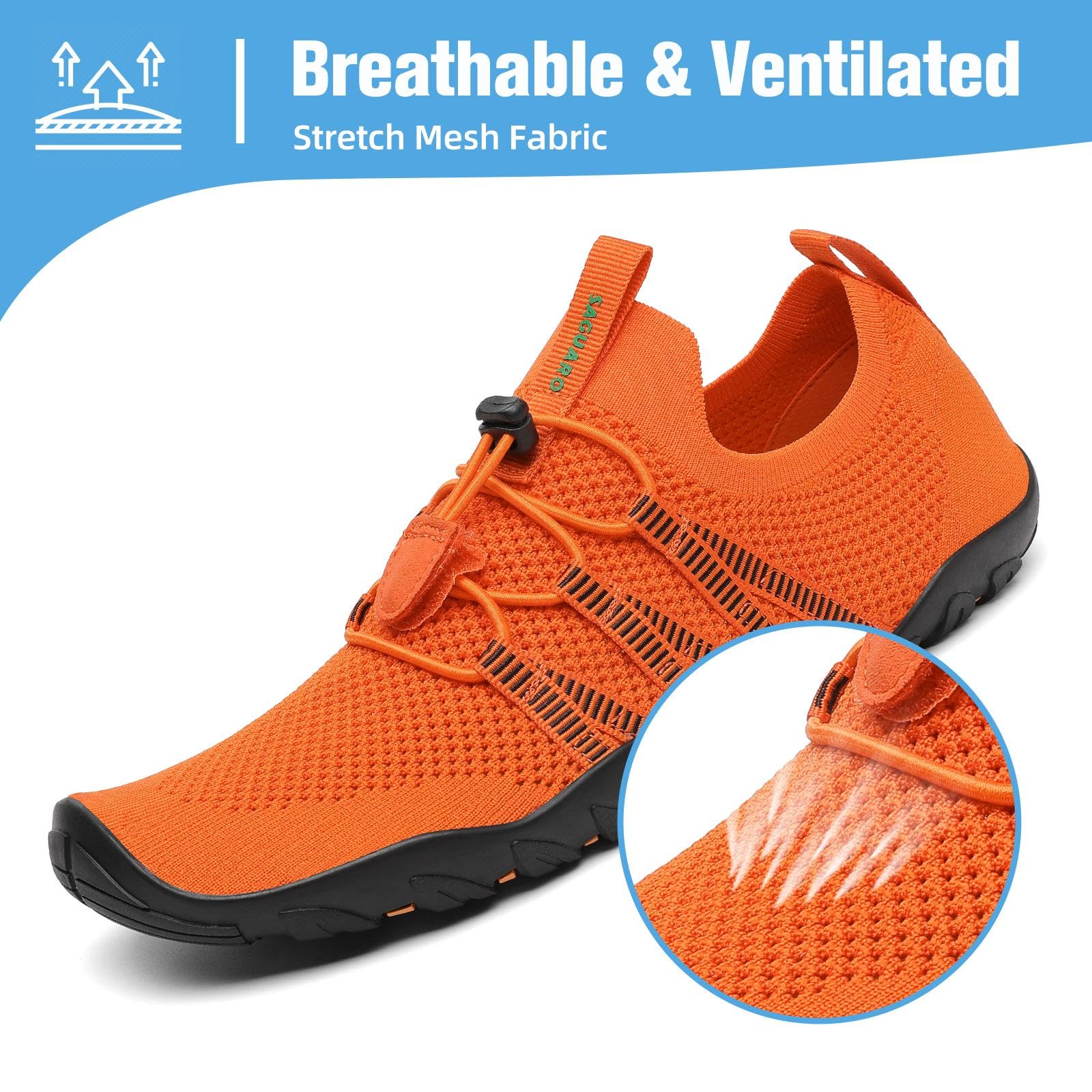Mishansha Water Shoes for Women Men, Quick-Dry Barefoot Swim Shoes with Drainage Holes, Lightweight Aqua Shoe for Beach Pool River Boating Yoga Walking 7 Women/6 Men Orange