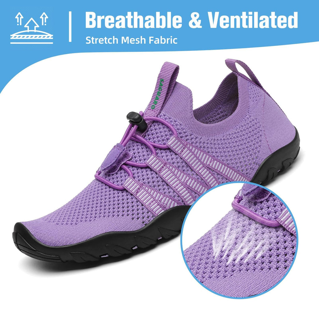 Mishansha Water Shoes for Women Men, Quick-Dry Barefoot Swim Shoes with Drainage Holes, Lightweight Aqua Shoe for Beach Pool River Boating Yoga Walking 8 Women/6.5 Men Light Purple