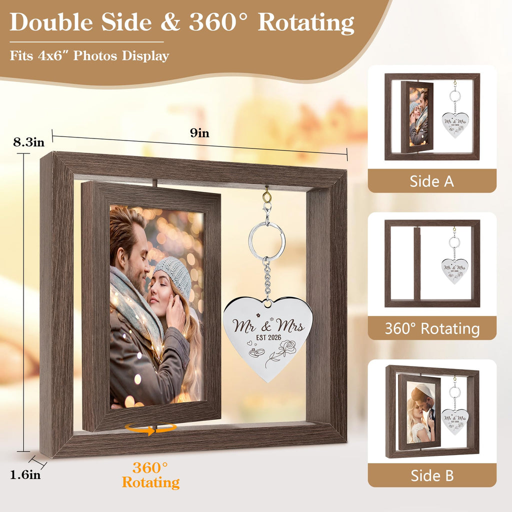 HELORAY Wedding Gifts for Couples Personalized Wedding Gifts for Newlyweds Gift Wedding Picture Frame Mr and Mrs Wedding Presents for Newlyweds Bridal Shower Gift for Bride