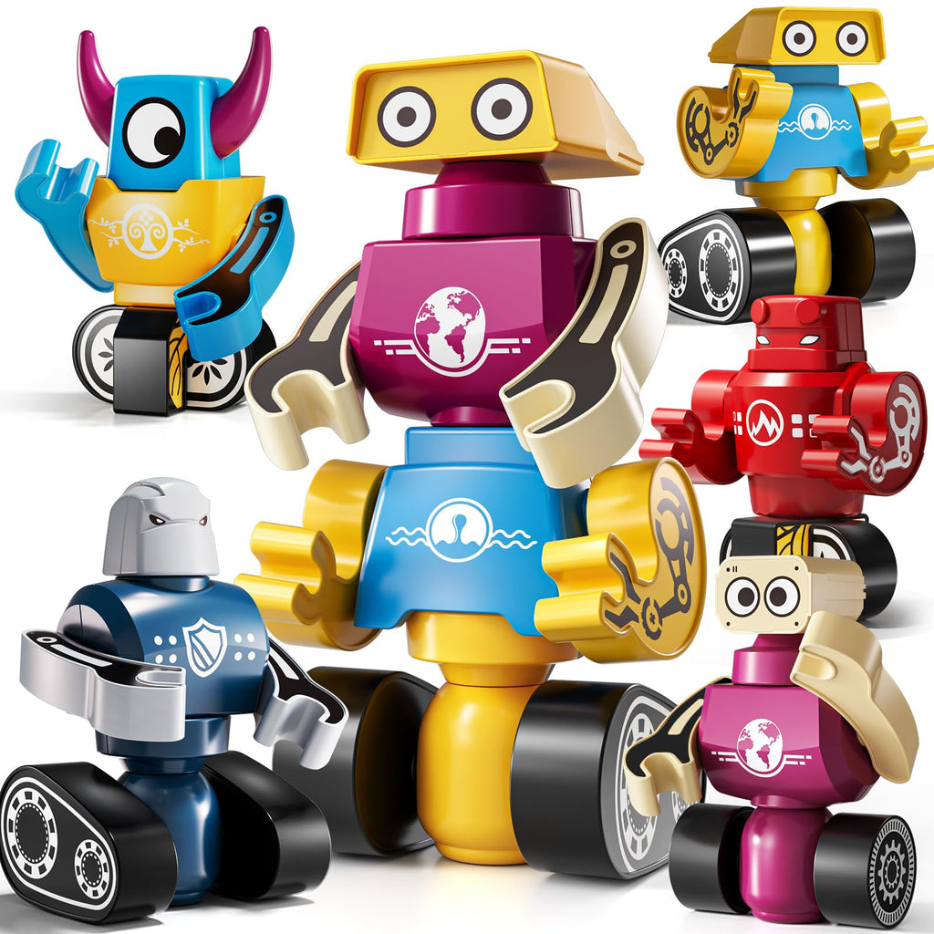 KIZONLY Magnets Robot Building Toys for Kids Ages 3-5 4-8 - 36 PCS Monsters Toys Robot Stacking Building Blocks Set with Storage Box, Creative Learning Christmas and Birthday Gifts for Boys Girls 2-4