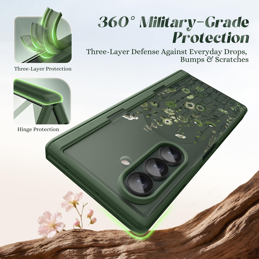 GVIEW for Samsung Galaxy Z Fold 8 Ultra Case Floral Compatible with Magsafe