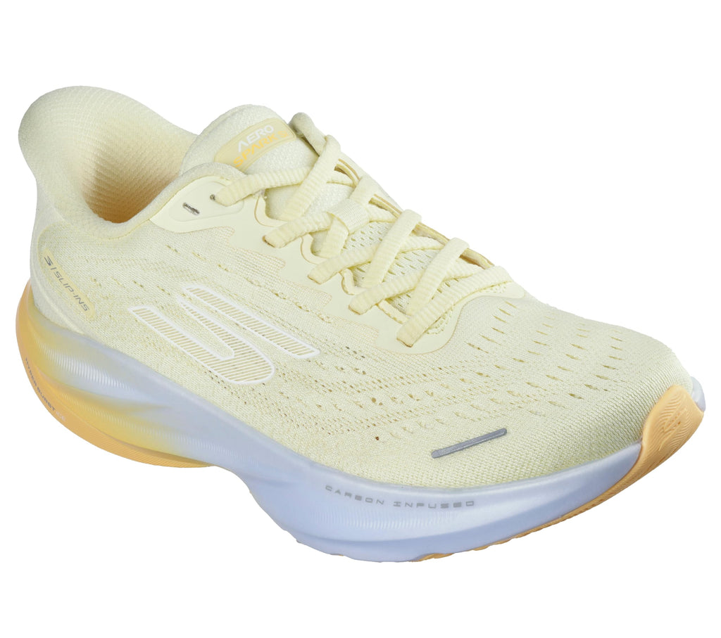 Skechers Women's Aero Spark Hands Free Slip-Ins Running Shoe, Yellow/Blue, 8.5