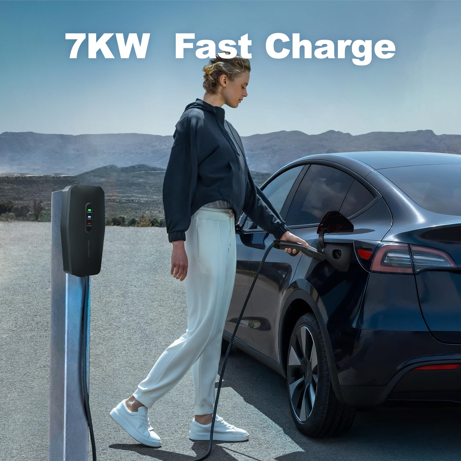VDLPOWERVP Level 2 Tesla Charger 32Amp, 7KW Electric Vehicle Portable Charger with 20FT Cable, Home EV Charging Station for Tesla Models Y/X/3/S, 240V NEMA 14-50 Plug