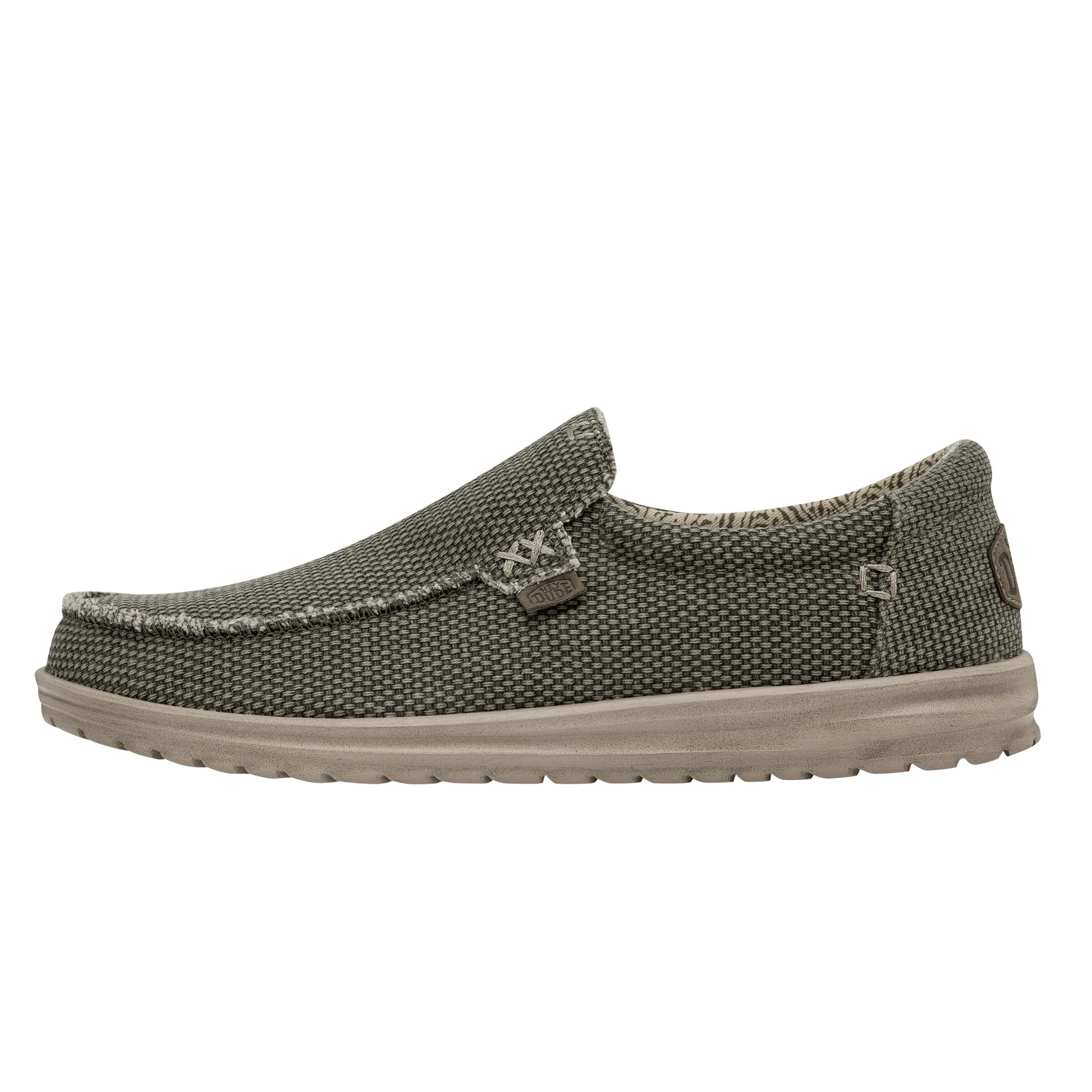 HEYDUDE Men's Mikka Braided Army Size 8| Loafers | Men's Slip On Shoes | Comfortable & Light-Weight